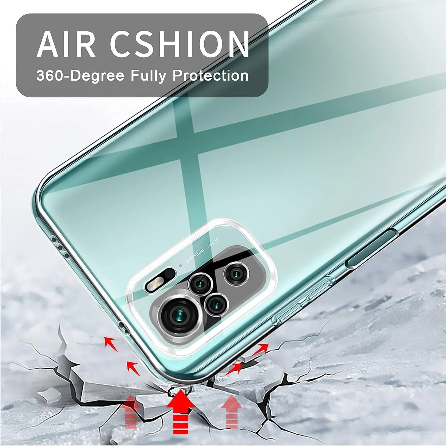 DL3 Mobilak Case Compatible with Xiaomi Redmi Note 10S Case Crystal Soft TPU Gel Case Flexible Silicone Anti-Scratch Camera Protection TPU Cover - Clear