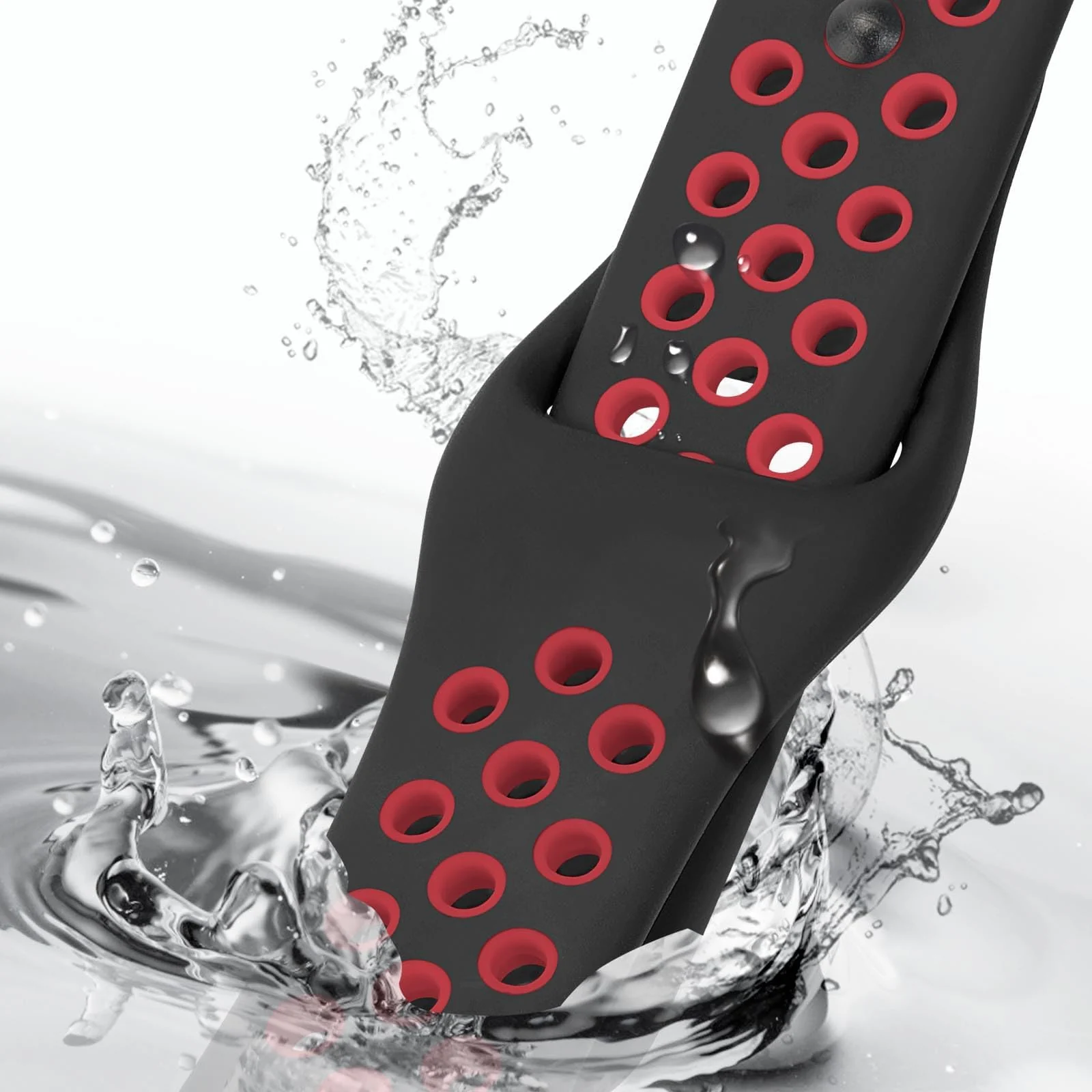 DL3 Mobilak Strap Silicone Compatible With Xiaomi Redmi Watch 3 Active/Redmi Watch 3 Lite, Sport Silicone Watch Band Wrist Strap, Bracelet Wristband Wrist Strap - Black Red