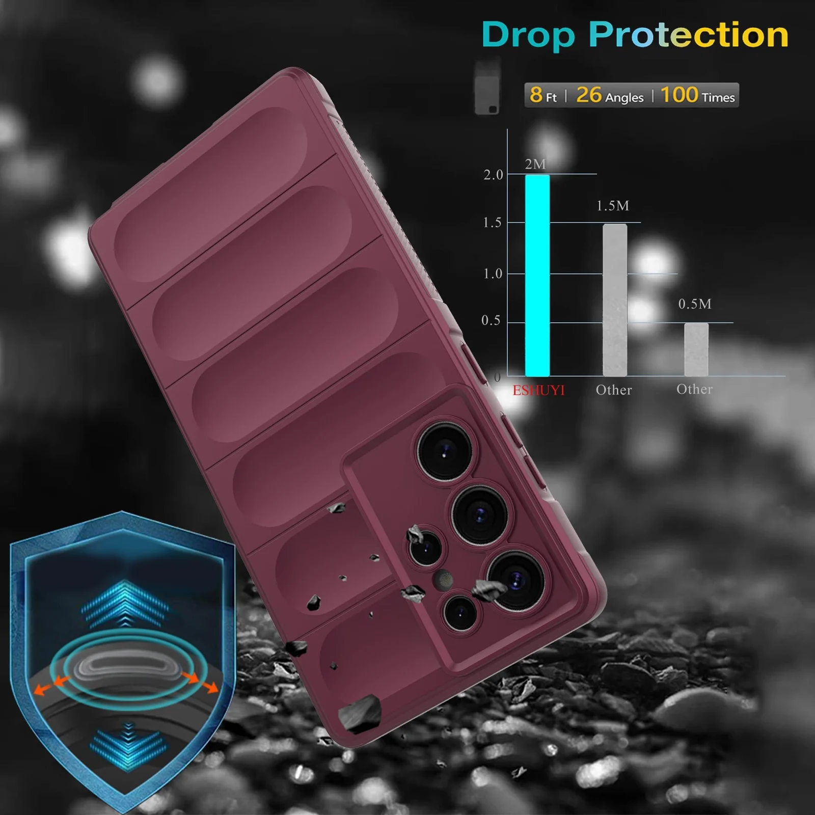 DL3 Mobilak Flexible Silicone and TPU Protective Case with Camera Protection for Samsung Galaxy S25 Ultra - Wine Red