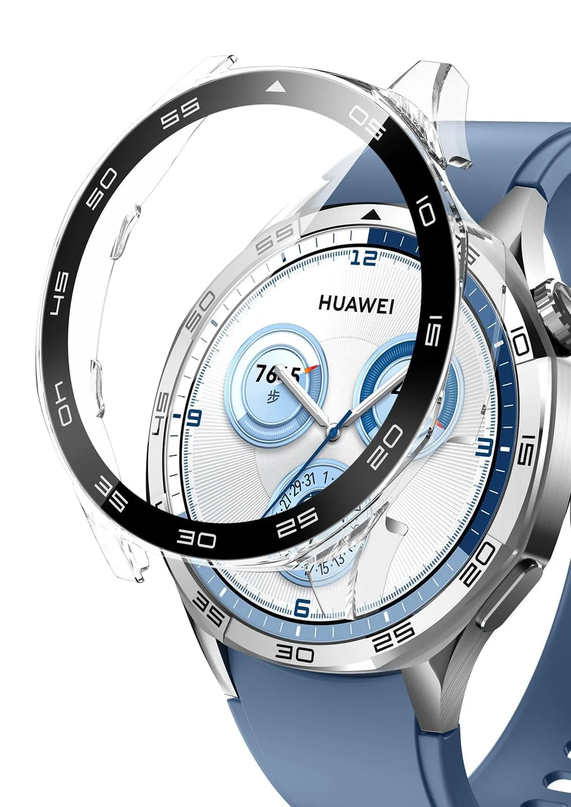 DL3 Mobilak Protective Case for Huawei Watch GT 4 46mm, Hard PC Bumper Cover with Built-in Tempered Glass Screen Protector Shell Cover Full Coverage Scratchproof with Scale