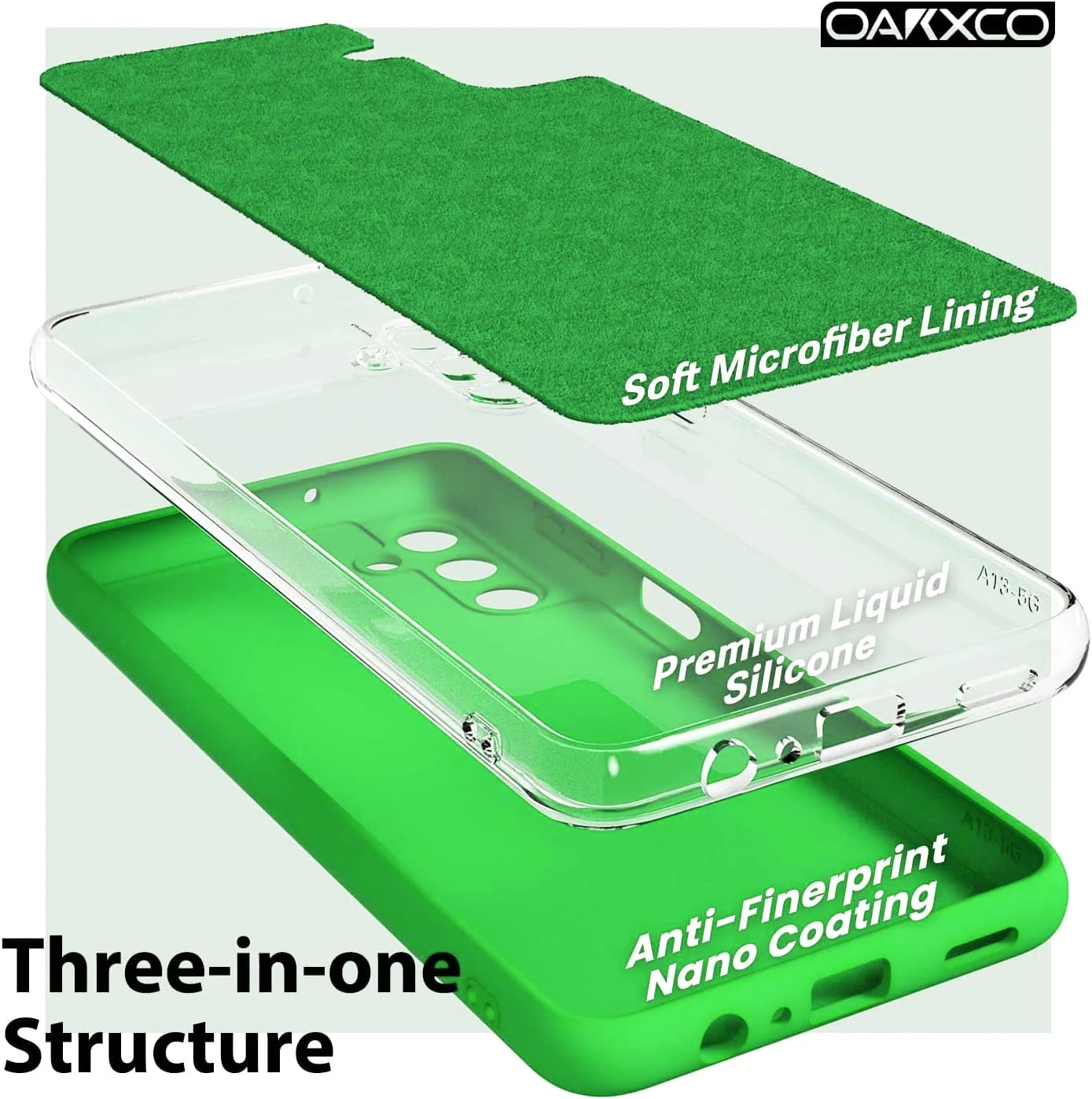 DL3 Mobilak Soft Silicone Protective Case for Samsung Galaxy A04s / A13 4G / A13 5G with Microfiber Lining and Shockproof Design - Neon Green