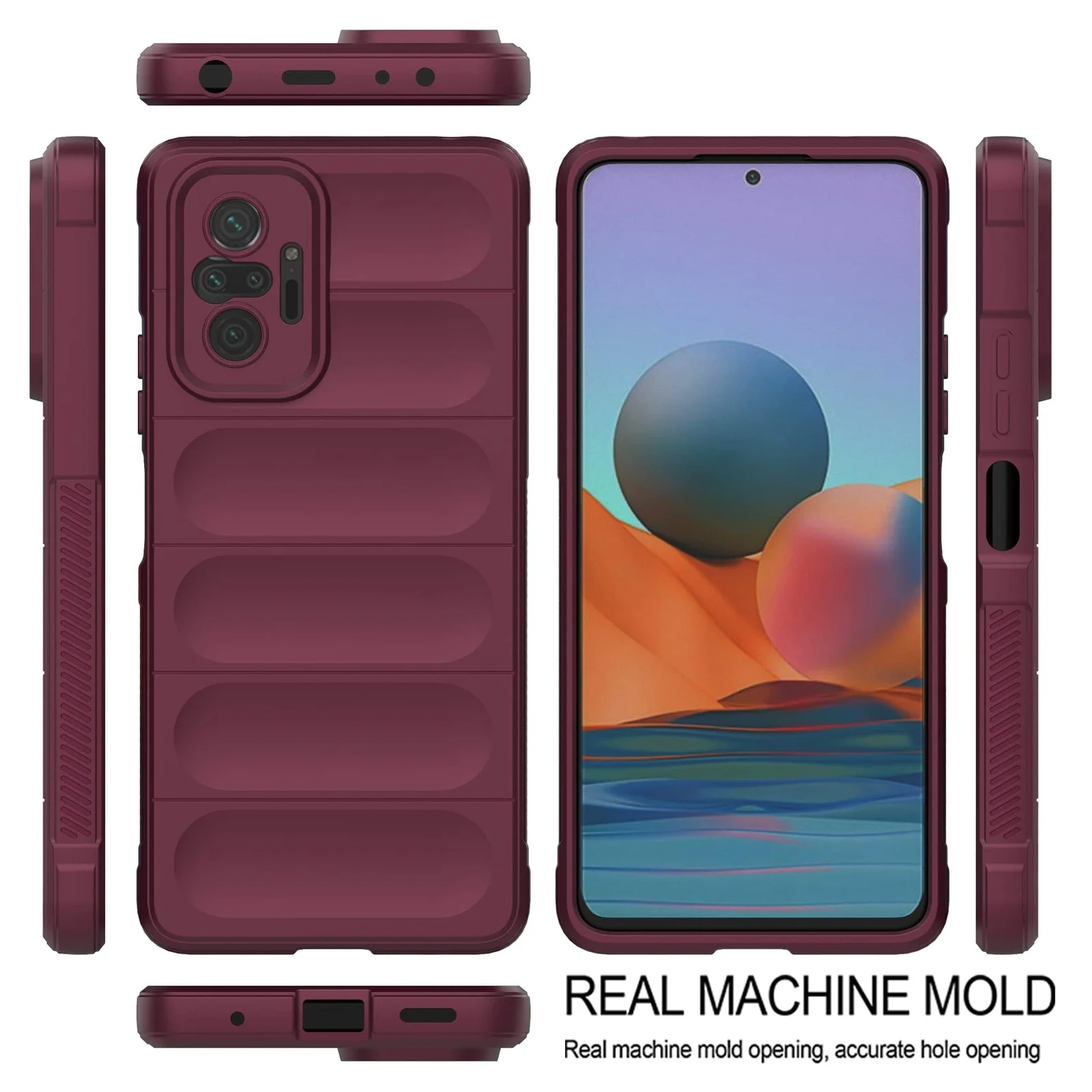 DL3 Mobilak Flexible Silicone and TPU Protective Case with Camera Protection for Xiaomi Redmi Note 10 Pro / Note 10 Pro Max - Wine Red
