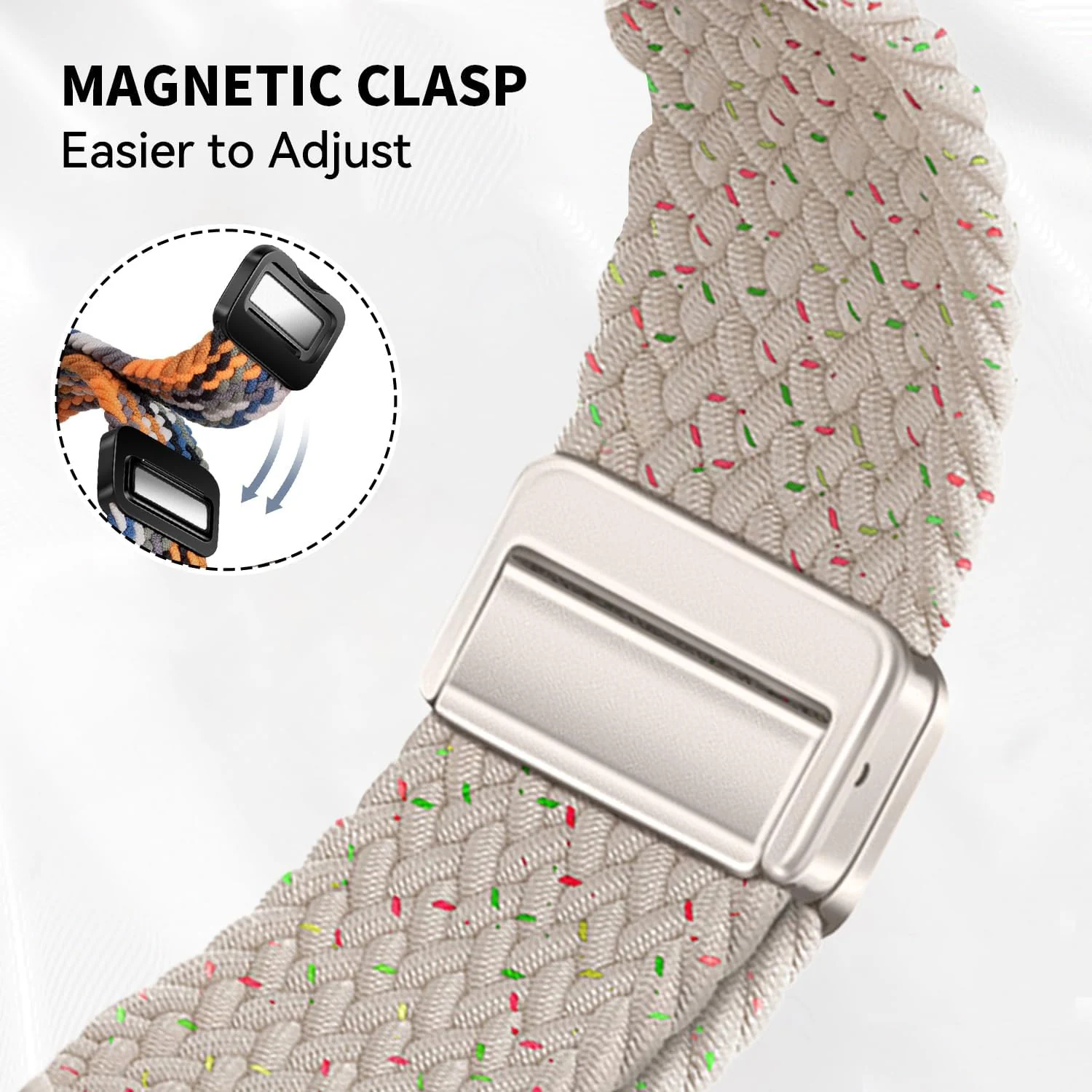 DL3 Mobilak 22mm Magnetic Band for Redmi Watch 5 Active/5 Lite/Samsung Galaxy Watch 3 45mm/Watch 46mm/Gear S3/Huawei watch GT6 GT5 46MM/GT2E/GT6 Pro/GT 5 Pro/Amazfit GTR 4, Braided Nylon Strap - Starlight Star