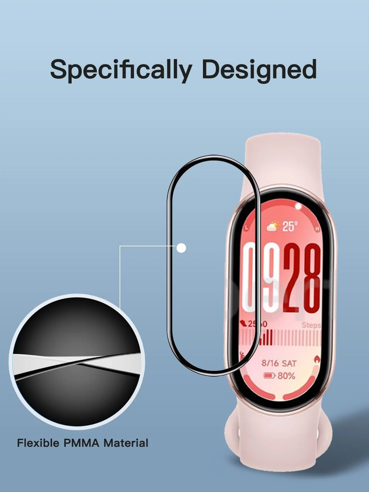 DL3 Mobilak Screen Protector For Xiaomi Mi Band 10/9/8, 3D Curved Soft Edge Protective Film [Anti-Scratch] [Bubble Free] [Ultra Shatterproof] [High Sensitive] (Not Glass) For Xiaomi Smart Band 8/9/10 - Black