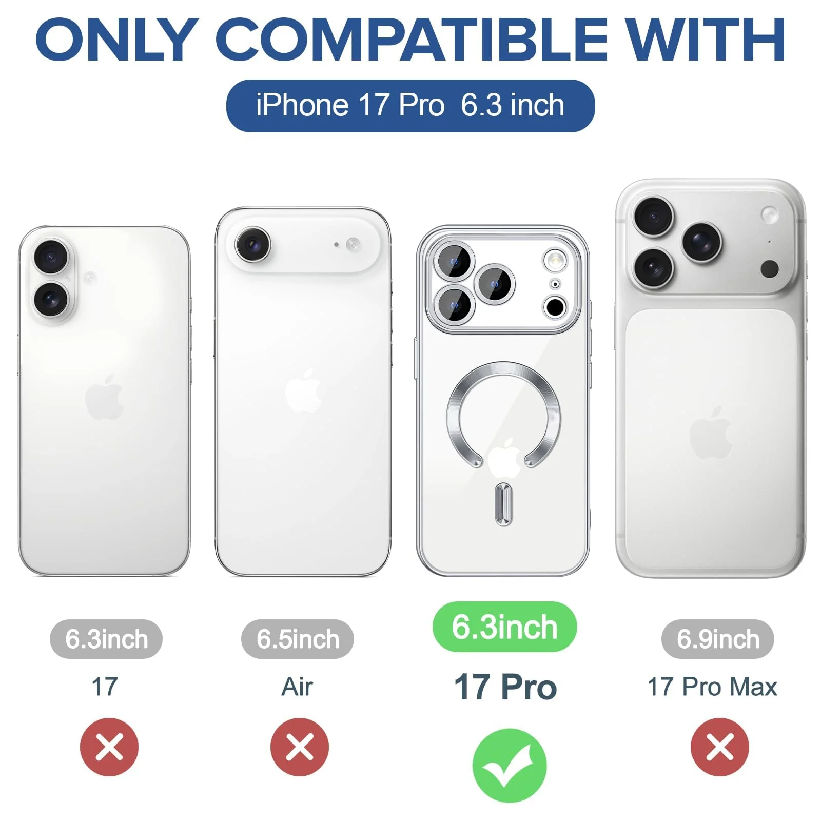 DL3 Mobilak Plated-Edge Protective Case for iPhone 17 Pro, Compatible with MagSafe accessories, Supports wireless charging, Camera protection - Silver