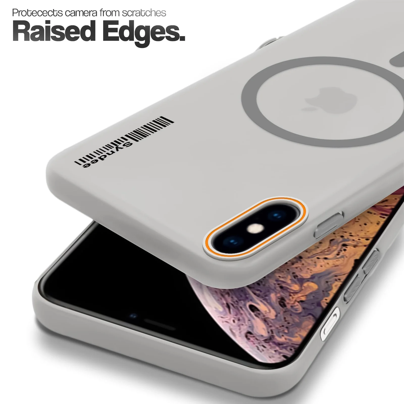 DL3 Mobilak Matte MagSafe-Compatible Magnetic Case for iPhone X / iPhone XS with Camera Protection and Ring Holder - Gray