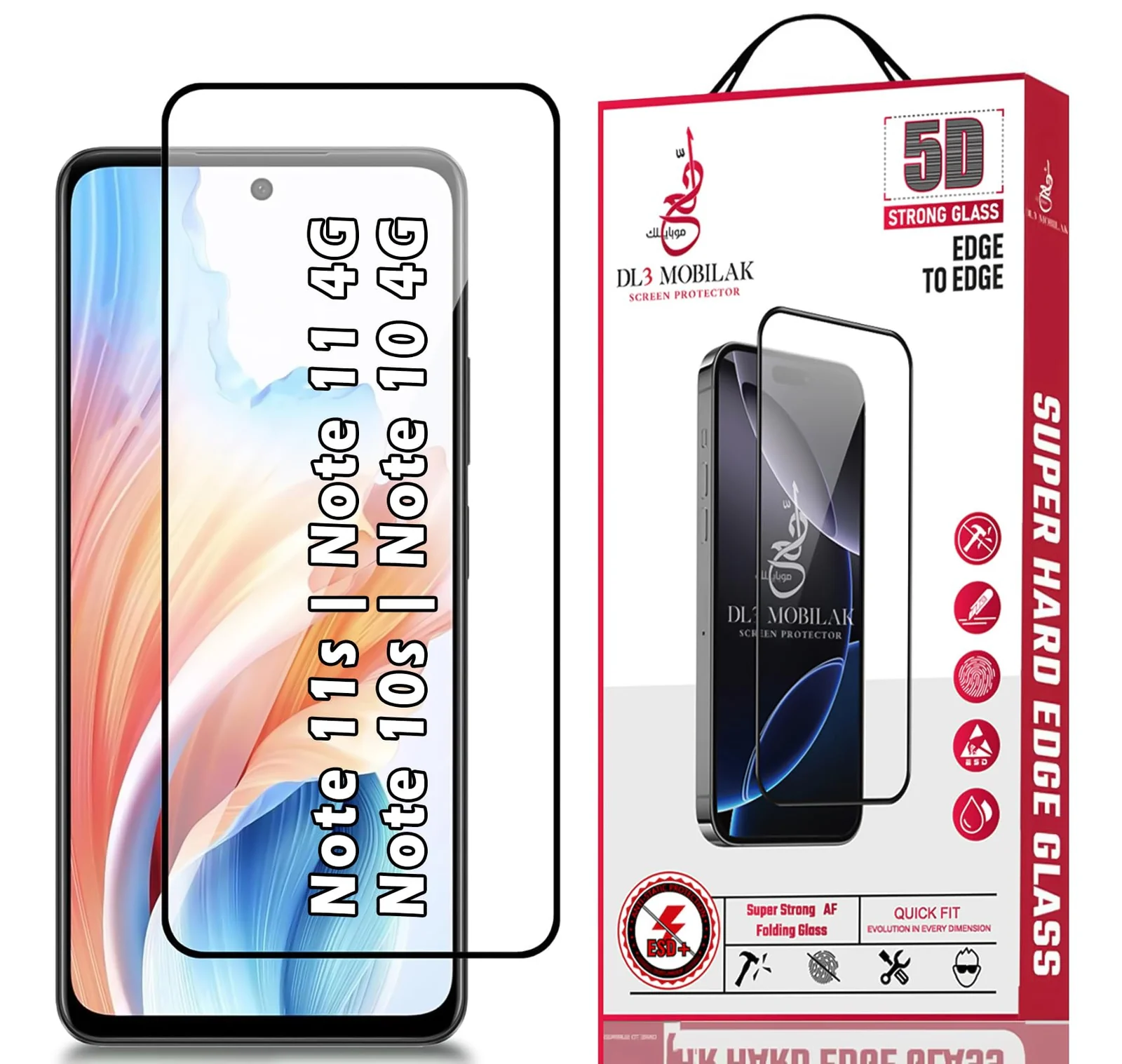 DL3 Mobilak for Xiaomi Redmi Note 11 4G / Redmi Note 11S / Redmi Note 10S / Redmi Note 10 4G Tempered Glass Screen Protector, 9H Hardness Anti-Scratch Tempered Glass flim, Case Friendly, Anti-Scratch - Clear