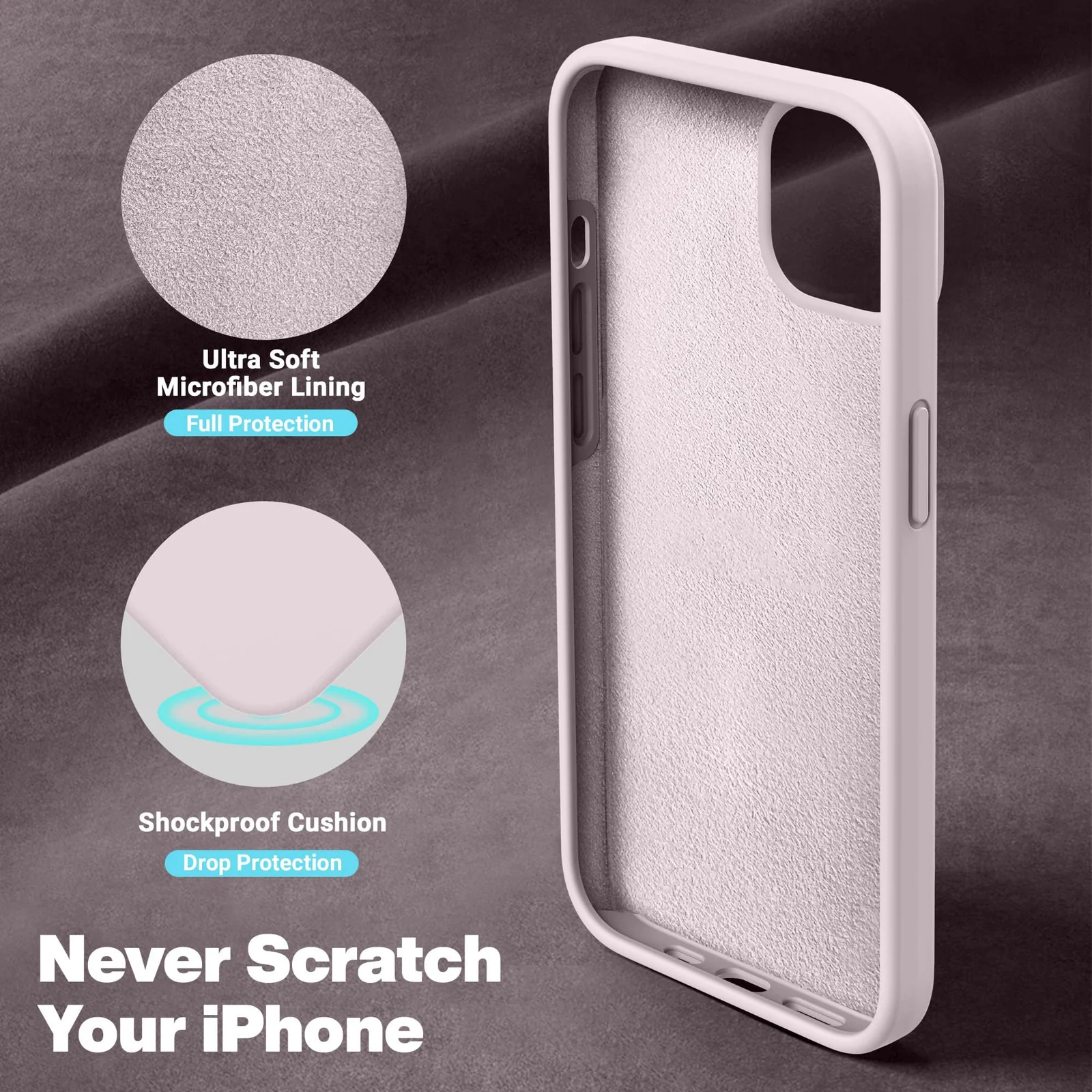 DL3 Mobilak Liquid Silicone Protective Case for iPhone 15 with Camera Protection and Microfiber Lining - Ice Pink