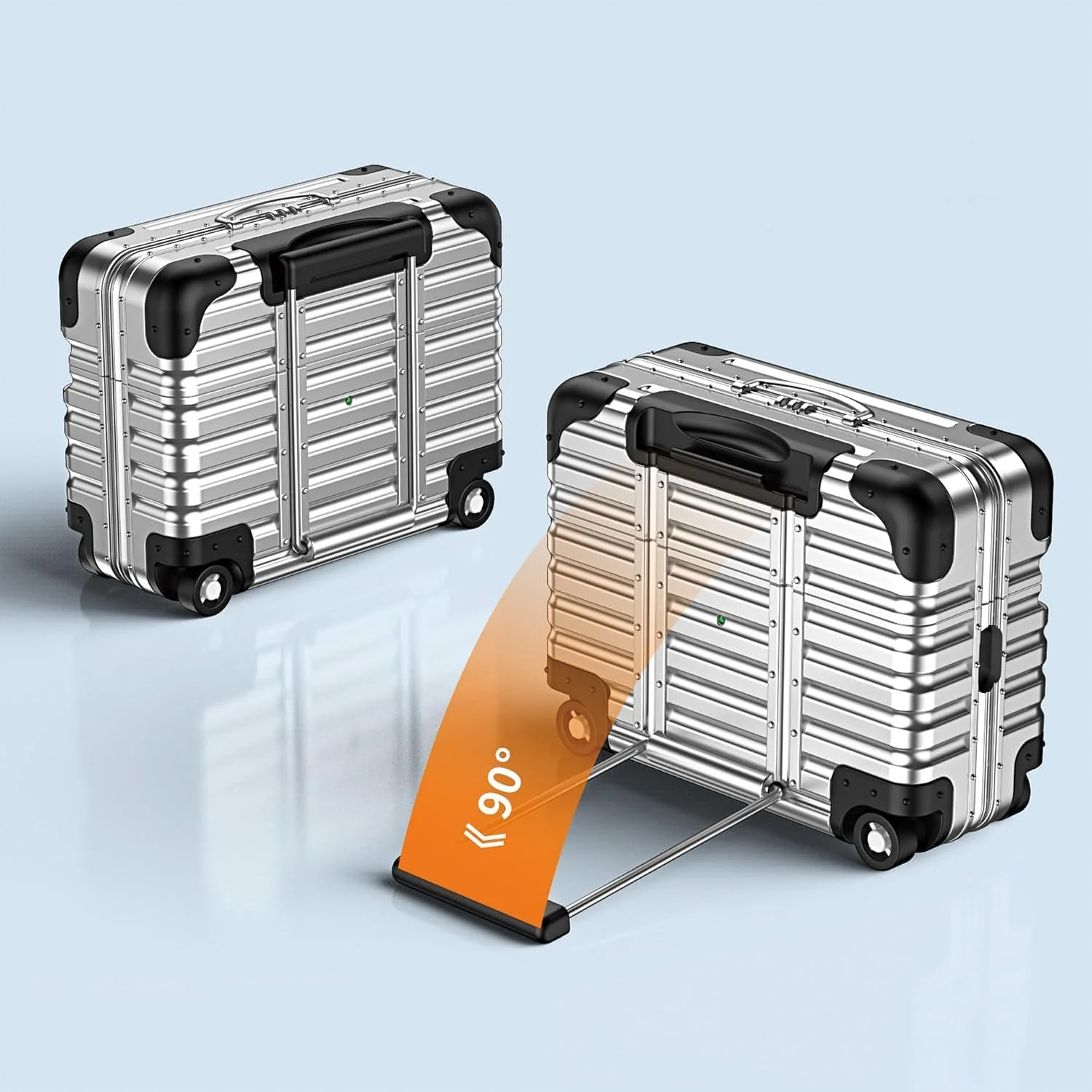 MOBIGON Suitcase-Style Hard Earbuds Case with Keychain for Apple AirPods Pro 1 / 2, Silver