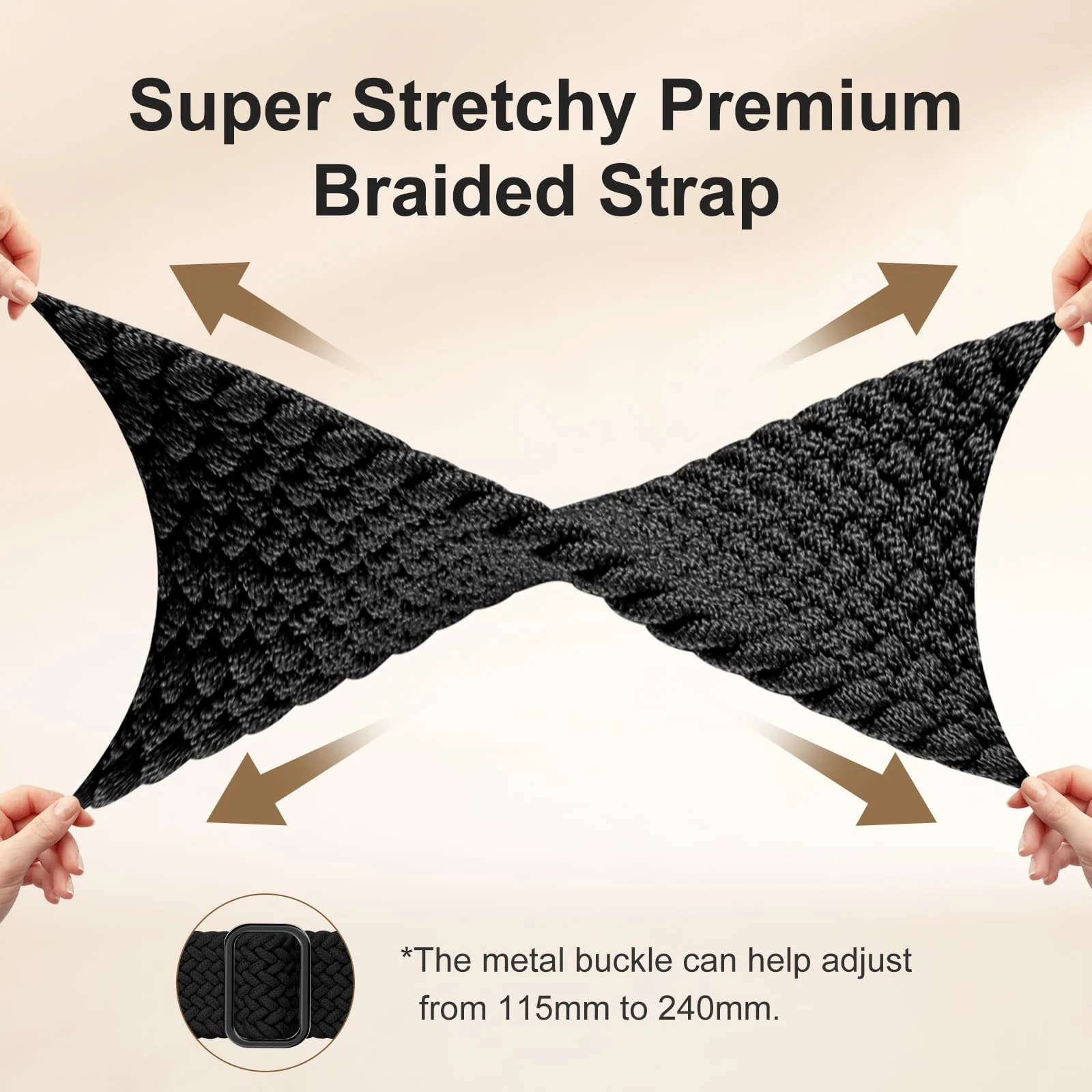 DL3 MOBILAK Soft Elastic Nylon Watch Strap for Xiaomi Redmi Watch 3 Lite and 3 Active - Black