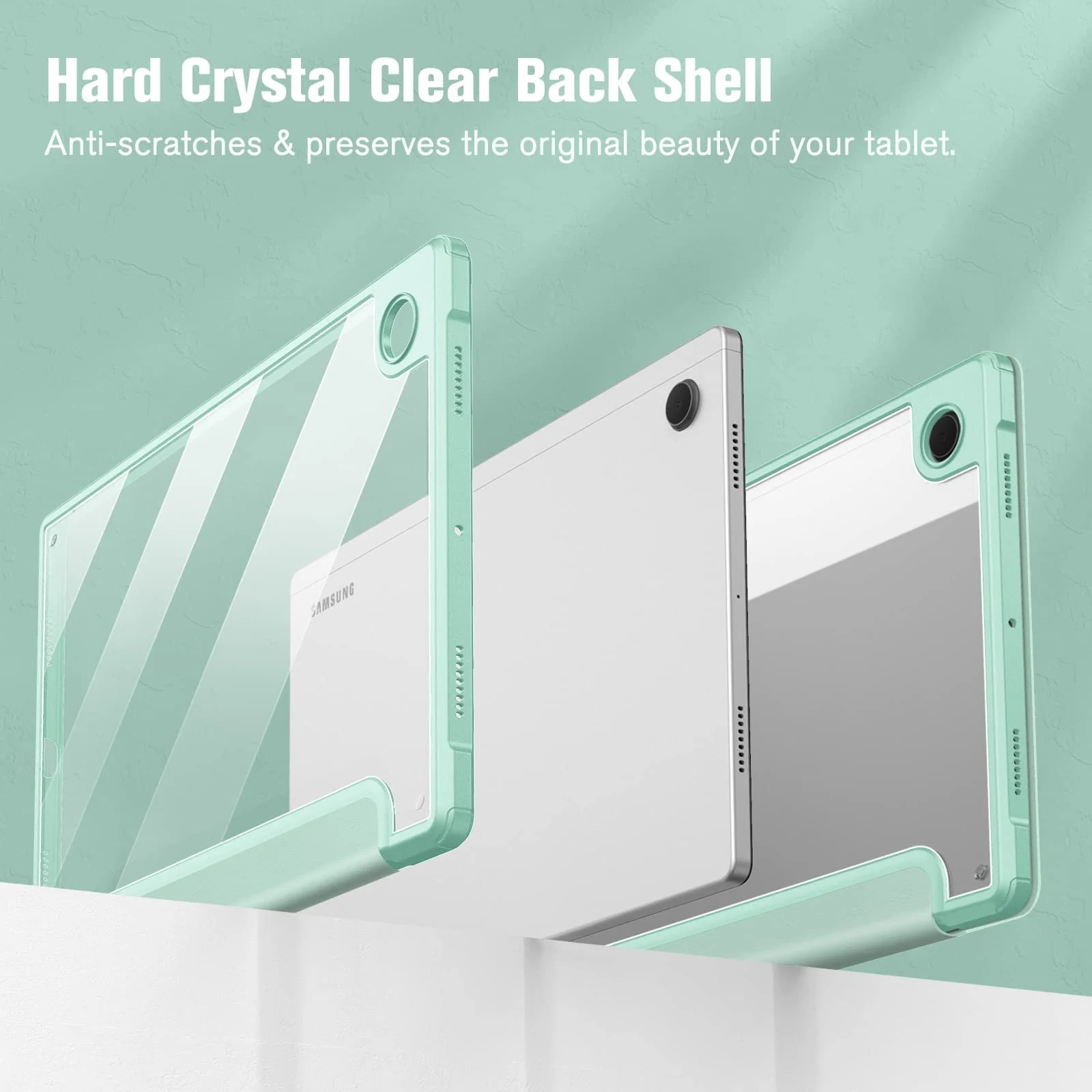 DL3 Mobilak Hybrid Slim Case for Samsung Galaxy Tab A8 10.5 inch 2021 Model (SM-X200/X205), Shockproof Cover with Clear Transparent Back Shell, Auto Wake/Sleep - Mint Green