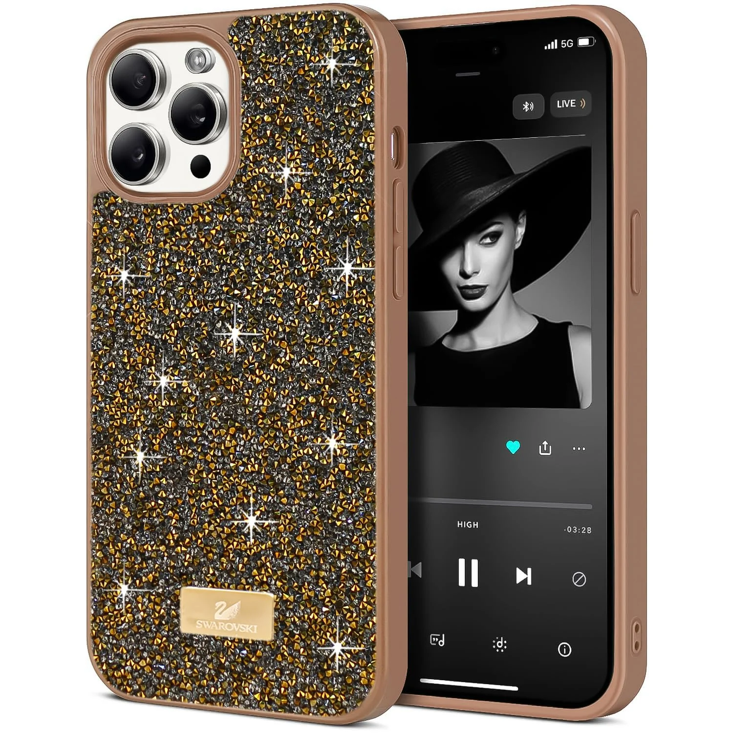Case For iPhone 14 Pro Max Case Glitter, Sparkle Diamond Crystal Bling Case with Bling, Ultra Thin Lightweight Full Body Shockproof Anti-Scratch Protective Cover - Black