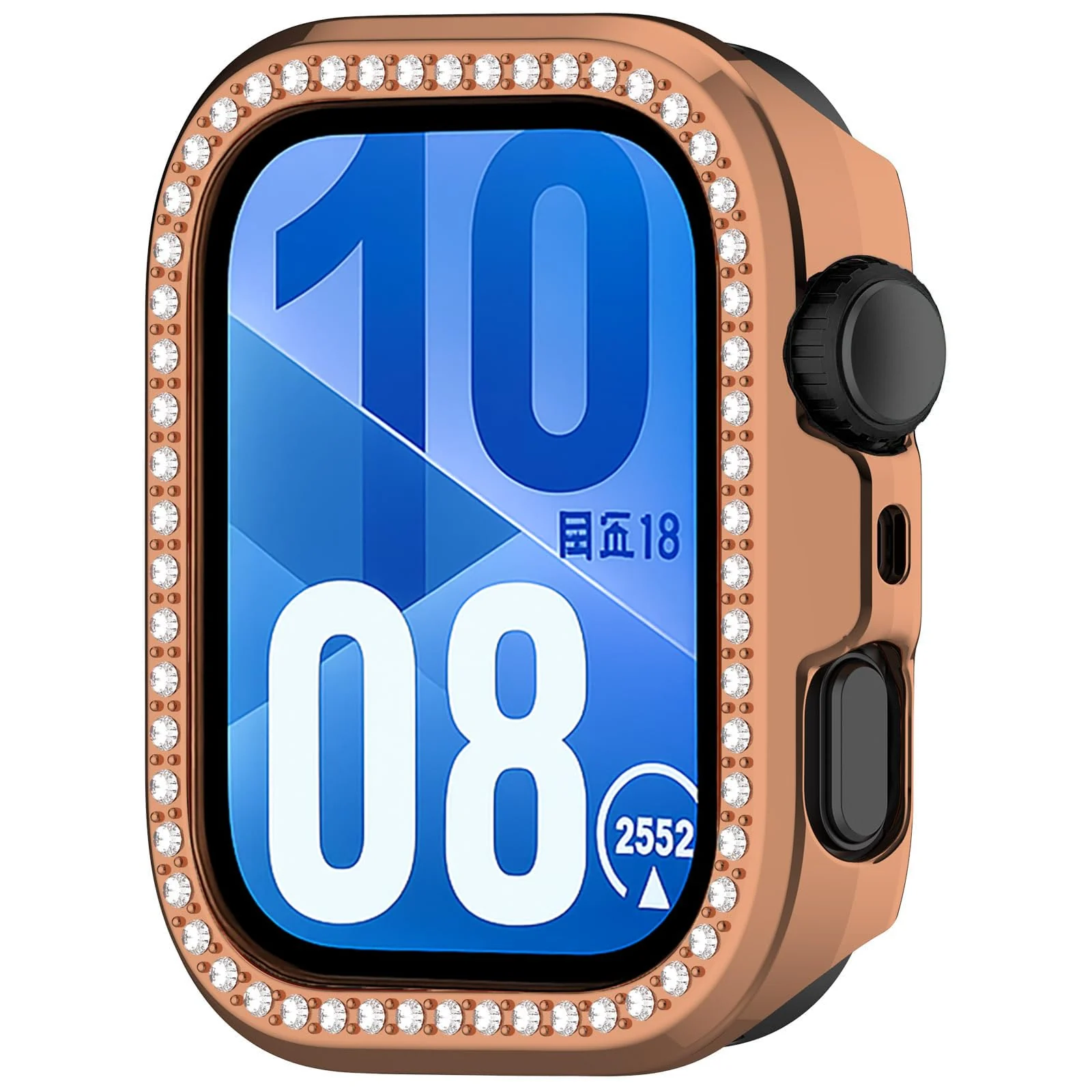 DL3 Mobilak Bling Case Without screen protector for Huawei Watch Fit 4, Hard PC Frame Case, Crystal Diamonds Bumper Cover for Women Girls, Slim Protective Cover for Huawei Watch Fit 4 - Rose Gold