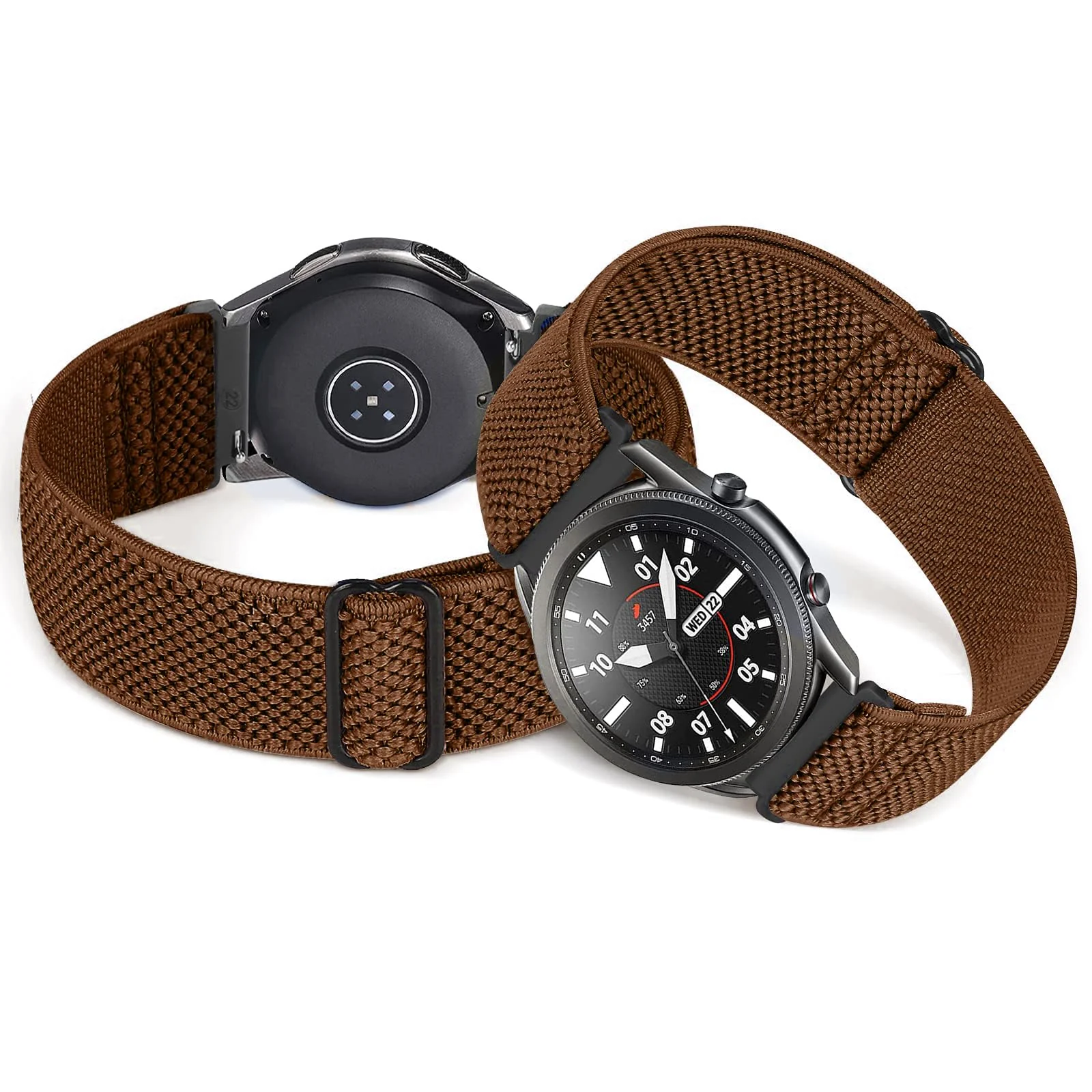 DL3 Mobilak Strap Nylon Loop 22MM Band For Xiaomi Redmi Watch 5 Active/5 Lite/Samsung Galaxy Watch 3 45mm/Watch 46mm/Gear S3/For Huawei watch GT5 GT4 GT3 GT2 GT 46MM/GT2E/GT2 Pro/GT 3 Pro/GT5 Pro - Brown
