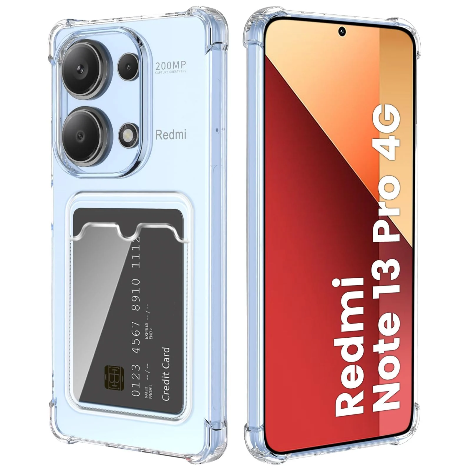 DL3 Mobilak Clear TPU Wallet Case with Card Slot and Camera Protection for Xiaomi Redmi Note 13 Pro 4G / Poco M6 Pro 4G - Clear