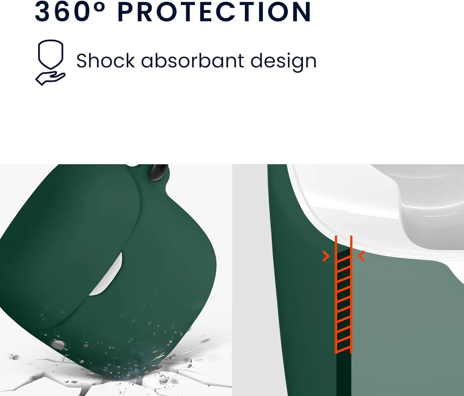 DL3 Mobilak Silicone Case Compatible with JBL Tune 220TWS/225TWS Earbuds, Soft Silicone Protective Case Cover, Shockproof Sleeve with Carabiner - Green