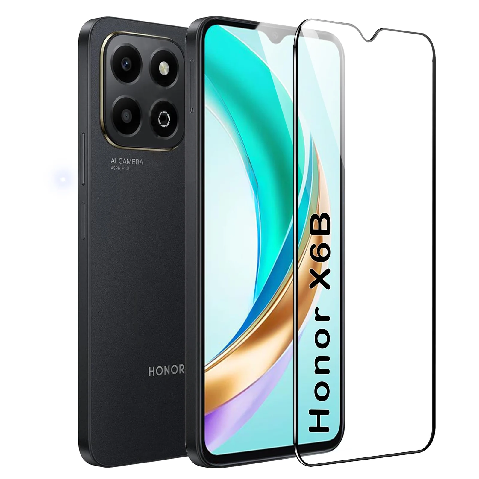 DL3 Mobilak Screen Protector for Honor X6b, Tempered Glass Screen Saver Premium HD Protective, Scratch Resistant, NO-Bubble, 9H Hardness, Full Coverage Film - Clear