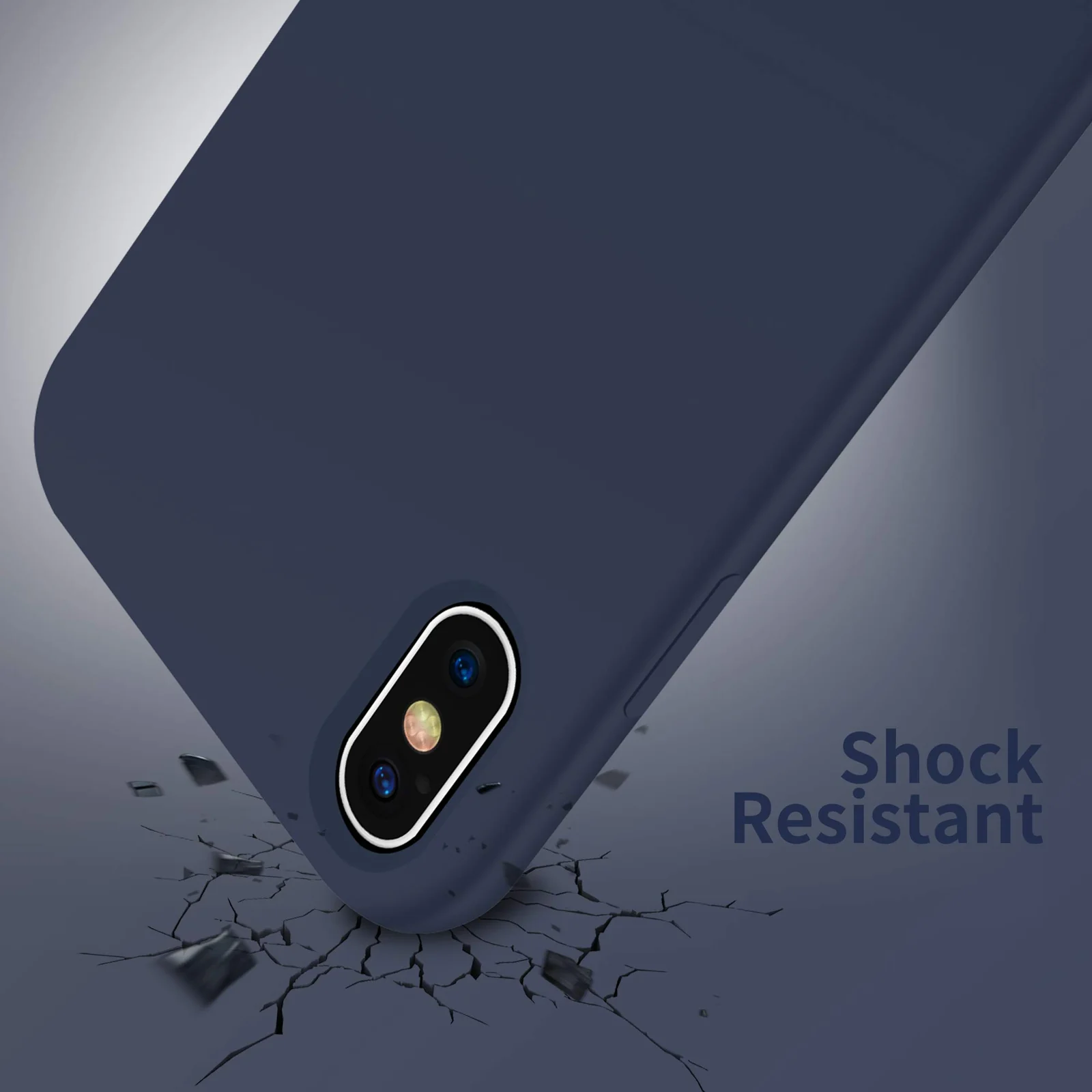 DL3 Mobilak Liquid Silicone Protective Case with Soft Microfiber Lining for iPhone XS Max - Midnight Blue