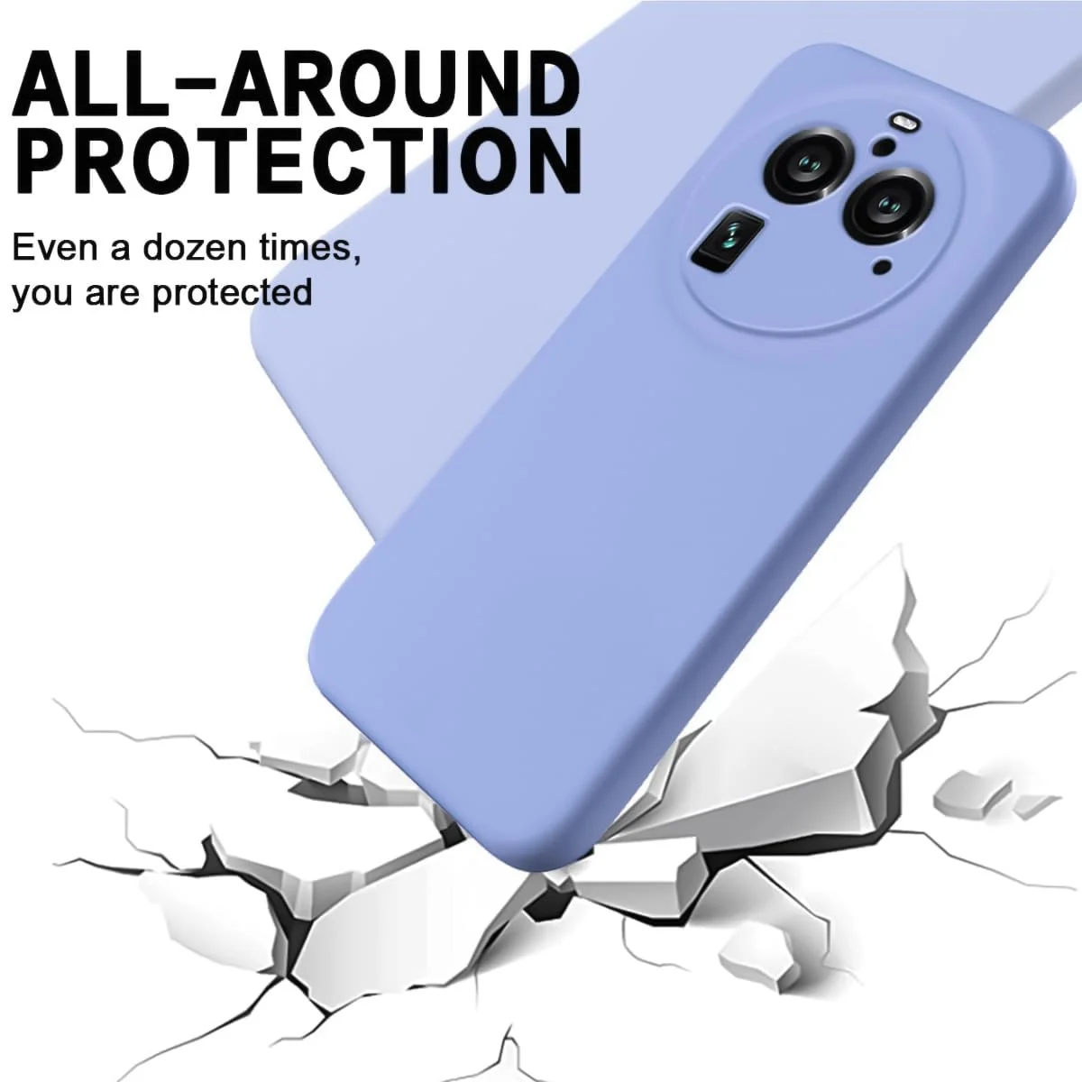 DL3 Mobilak Liquid Silicone Protective Case with Soft Microfiber Lining with Full Camera Protection for OPPO Find X6 Pro - Baby Blue