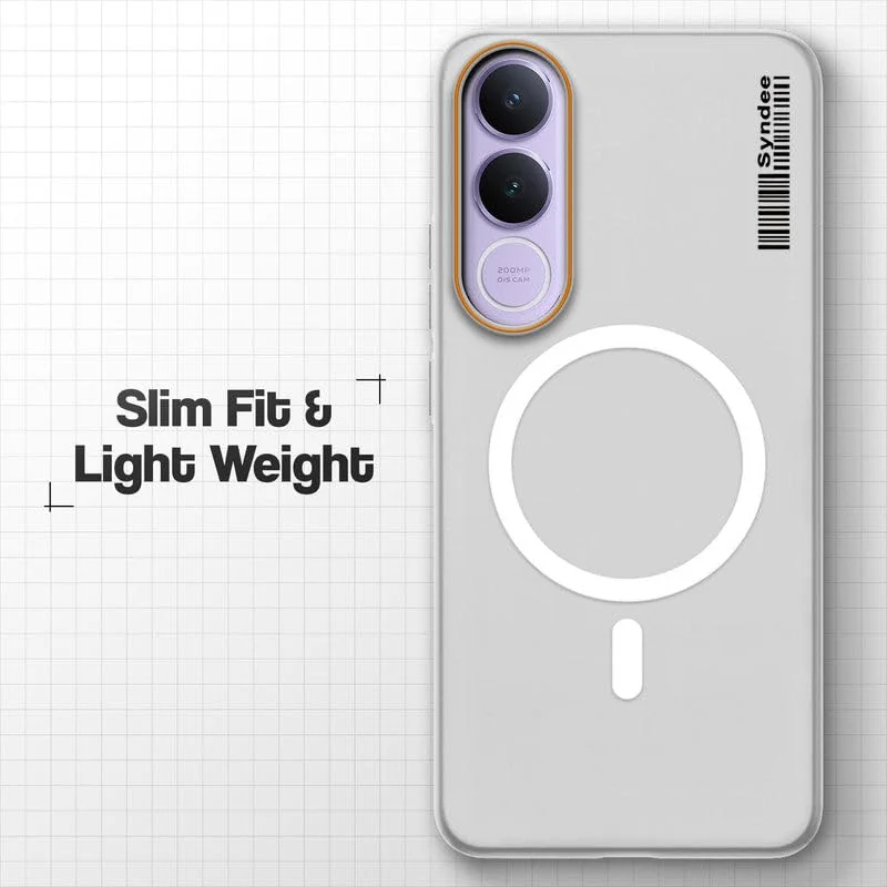 DL3 Mobilak Translucent Matte Case for vivo V70 FE, Compatible with MagSafe accessories, Shock-absorbing protection, Integrated ring holder - Clear