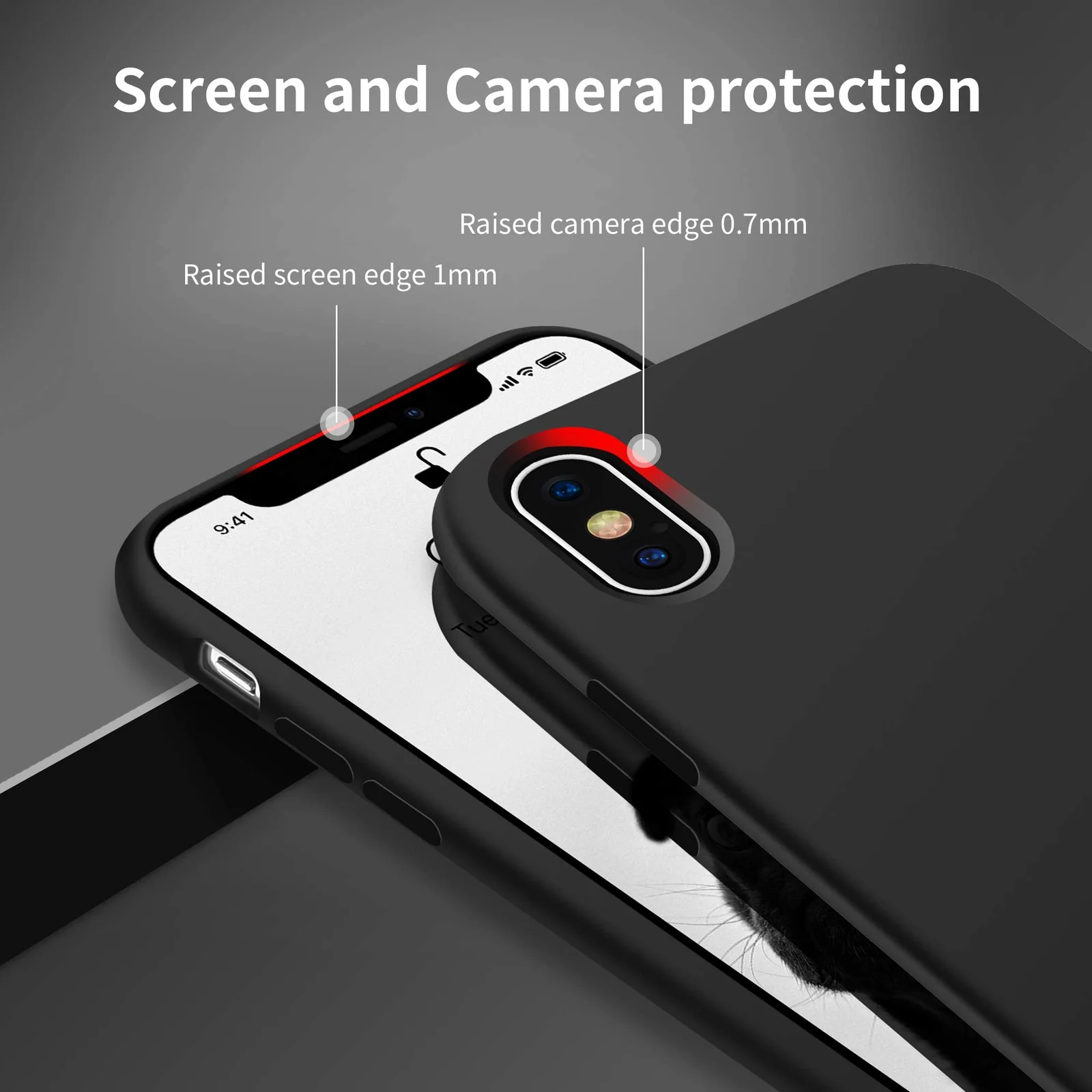 DL3 Mobilak Liquid Silicone Protective Case with Soft Microfiber Lining for iPhone XR - Black