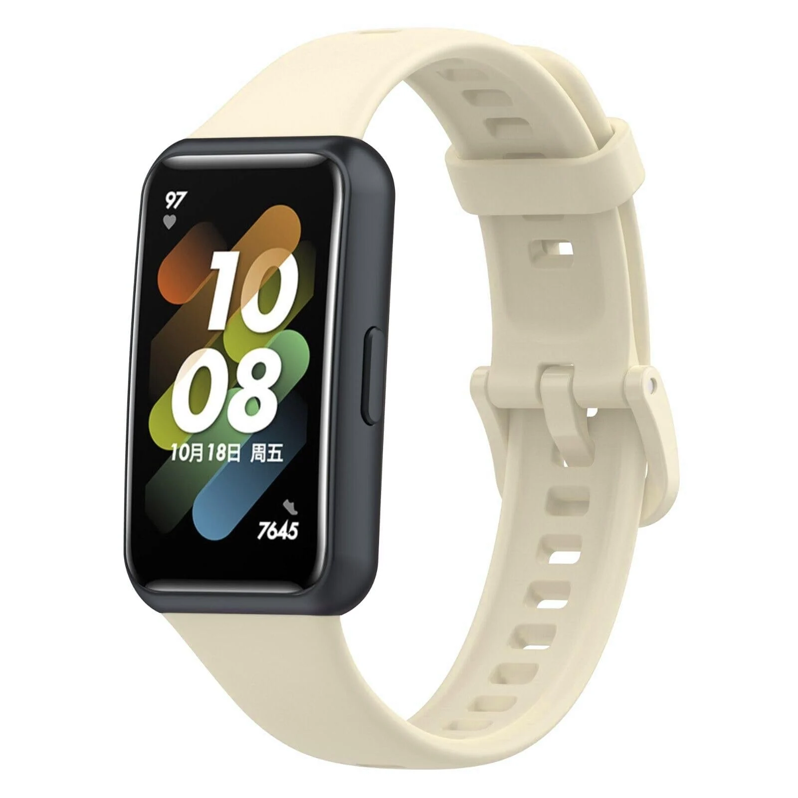 DL3 Mobilak Smart Watch Strap for Huawei Band 7, Sport Silicone Watch Band Wrist Strap, Replacement Bracelet Wristband Wrist Strap for Huawei Band 7 Accessories - Ivory White