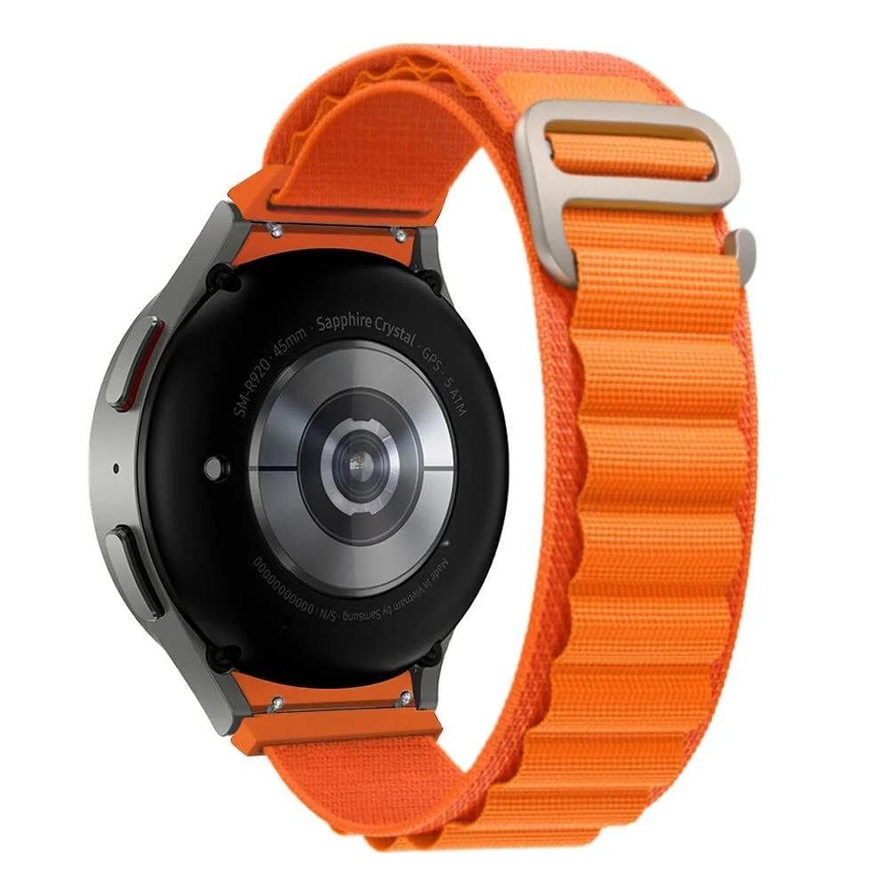 DL3 Mobilak Alpine Loop Bands Sport Nylon 20MM For Samsung Galaxy Watch 7 6 5 4 40mm 44mm/5 Pro 45mm/S2 classic/active 2 40mm 44mm/Amazfi GTS 2/2e/GTS 3/3 Pro/GTS 4/GTS 2 Mini/3 Mini/4 Mini/Bip 3 Pro - Orange