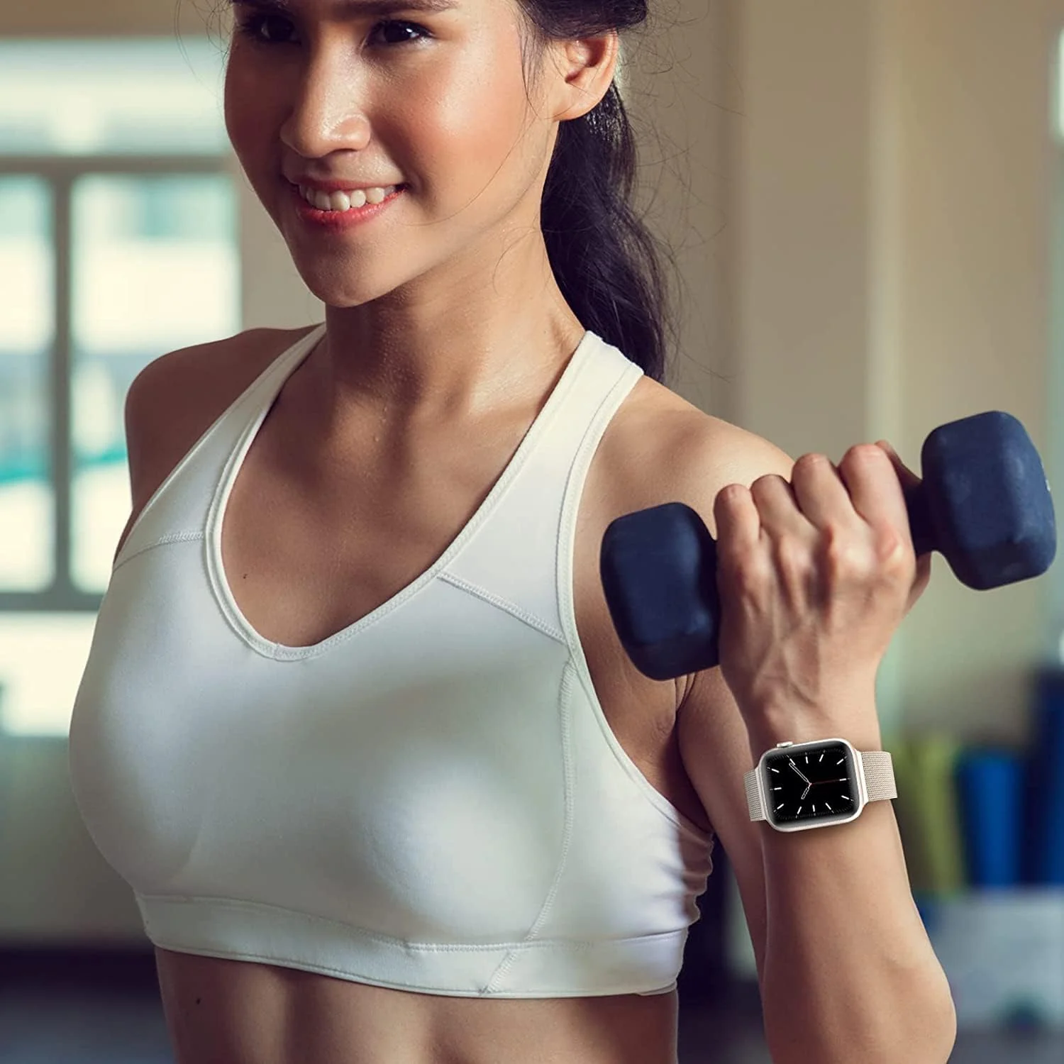 DL3 MOBILAK Milanese Loop Compatible With Apple Watch 38mm 40mm 41mm 42mm(Series 11 10), Stainless Steel Mesh Band Magnetic Clasp, Adjustable Metal Strap for iWatch Series 11 10 9 8 7 6 5 4 3 2 1 SE - Starlight