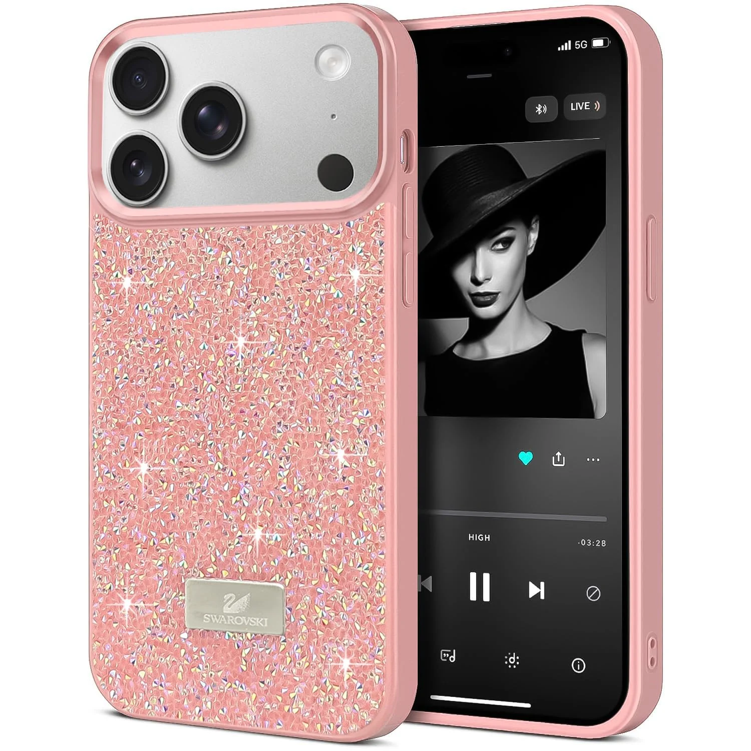 DL3 Mobilak Glitter Protective Case for iPhone 17 Pro Max 6.9-Inch, Supports wireless charging, Shock-absorbing protection, Scratch-resistant surface