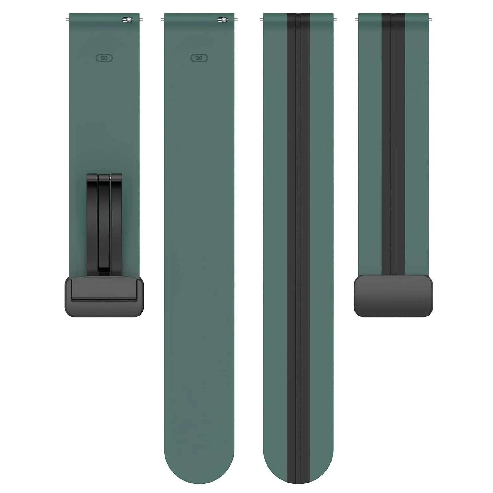 DL3 Mobilak Silicone Band Magnetic Clasp 22MM Strap For Samsung galaxy watch3 45mm /galaxy 46mm/Gear S3/Huawei watch GT3 46MM/GT2E/GT2 Pro/GT GT2 46MM/Amazfit GTR 3/4 - Green Black