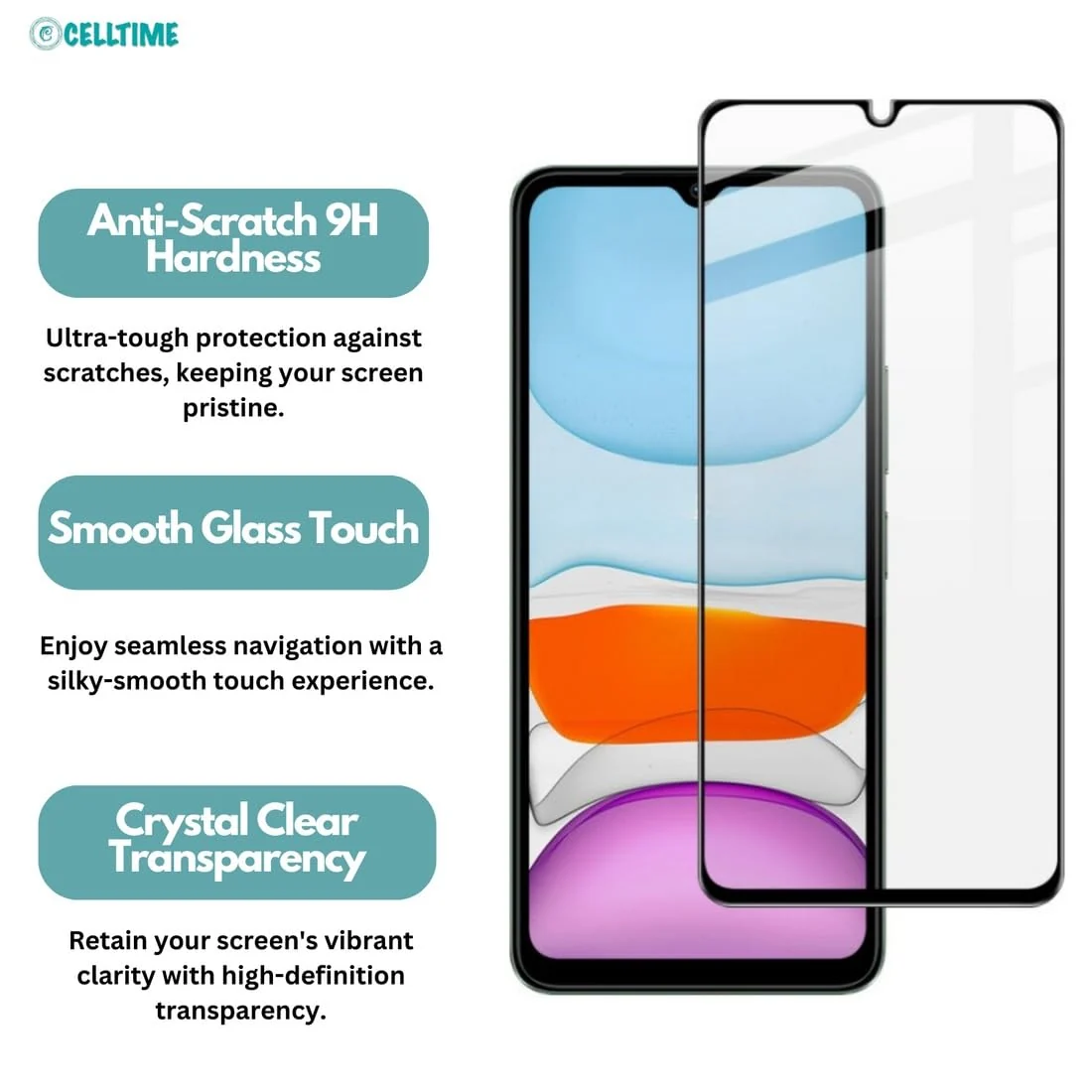 DL3 Mobilak 5D Full Glass Screen Protector For Xiaomi Redmi A3 Black Frame - Clear