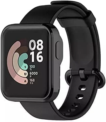 DL3 Mobilak Case Compatible with Xiaomi Mi Watch Lite Case All-Around Screen Protector Watch Soft TPU Shockproof Cover Slim Guard Thin Bumper Shell Protector - Black