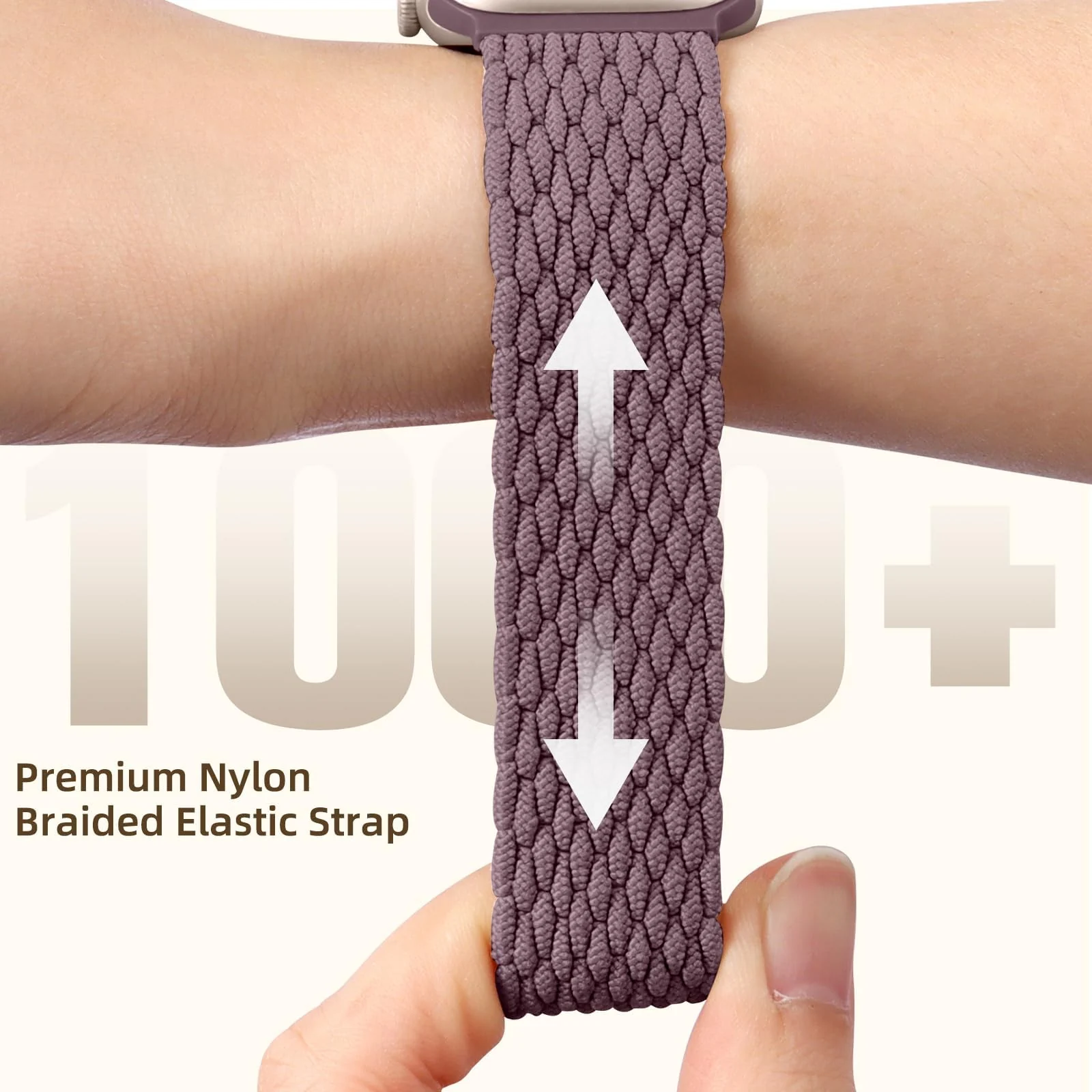 DL3 Mobilak Sport Solo Loop For Apple Watch Band Ultra 49mm 46mm 45mm 44mm 42mm, Adjustable Magnetic Stretchy Nylon Braided Wristband for iWatch SE Series 11 10 9 8 7 6 5 4 3 2 1 (Smoke Violet)