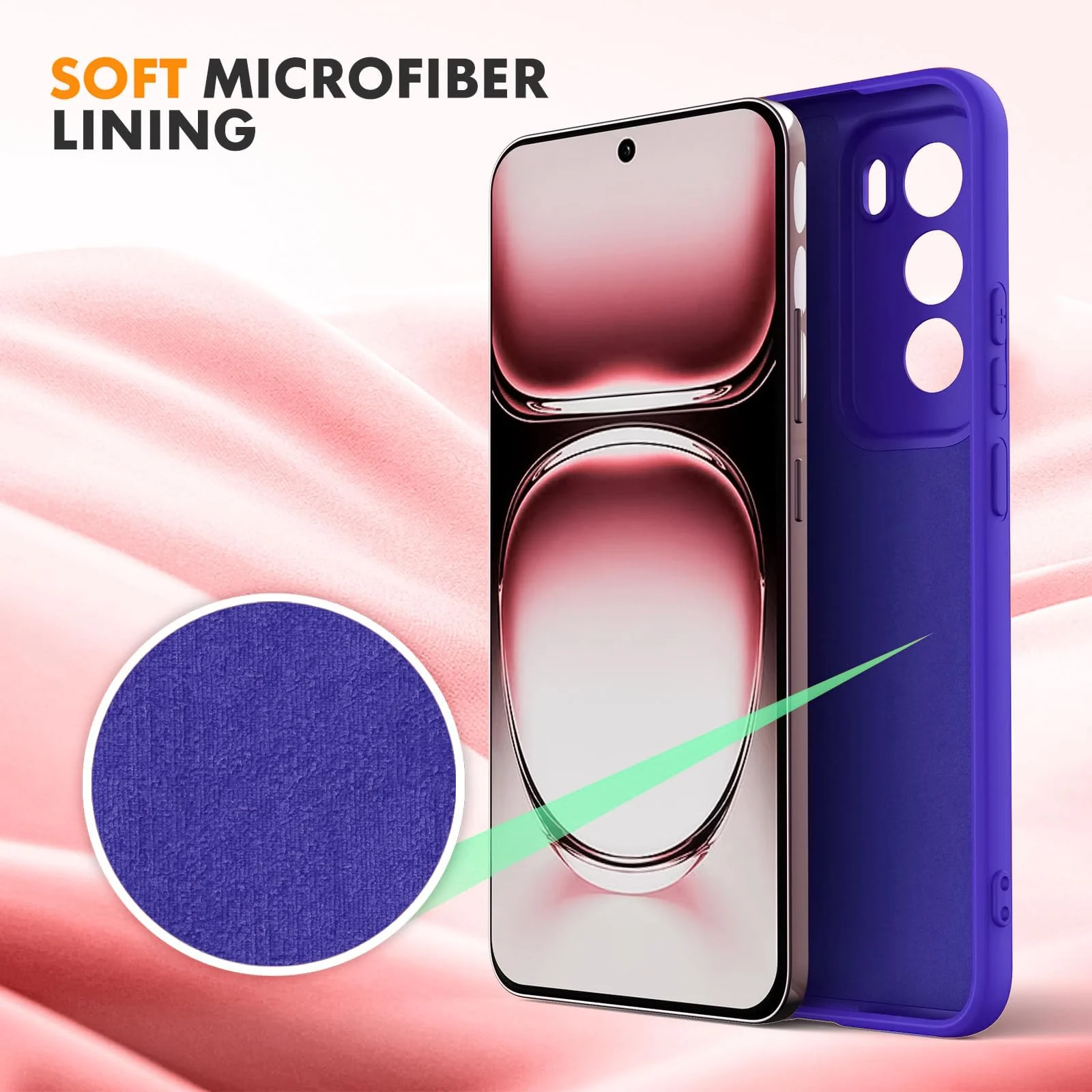 DL3 Mobilak Liquid Silicone Protective Case for OPPO Reno 12 5G with Camera Protection and Microfiber Lining - Pepsi