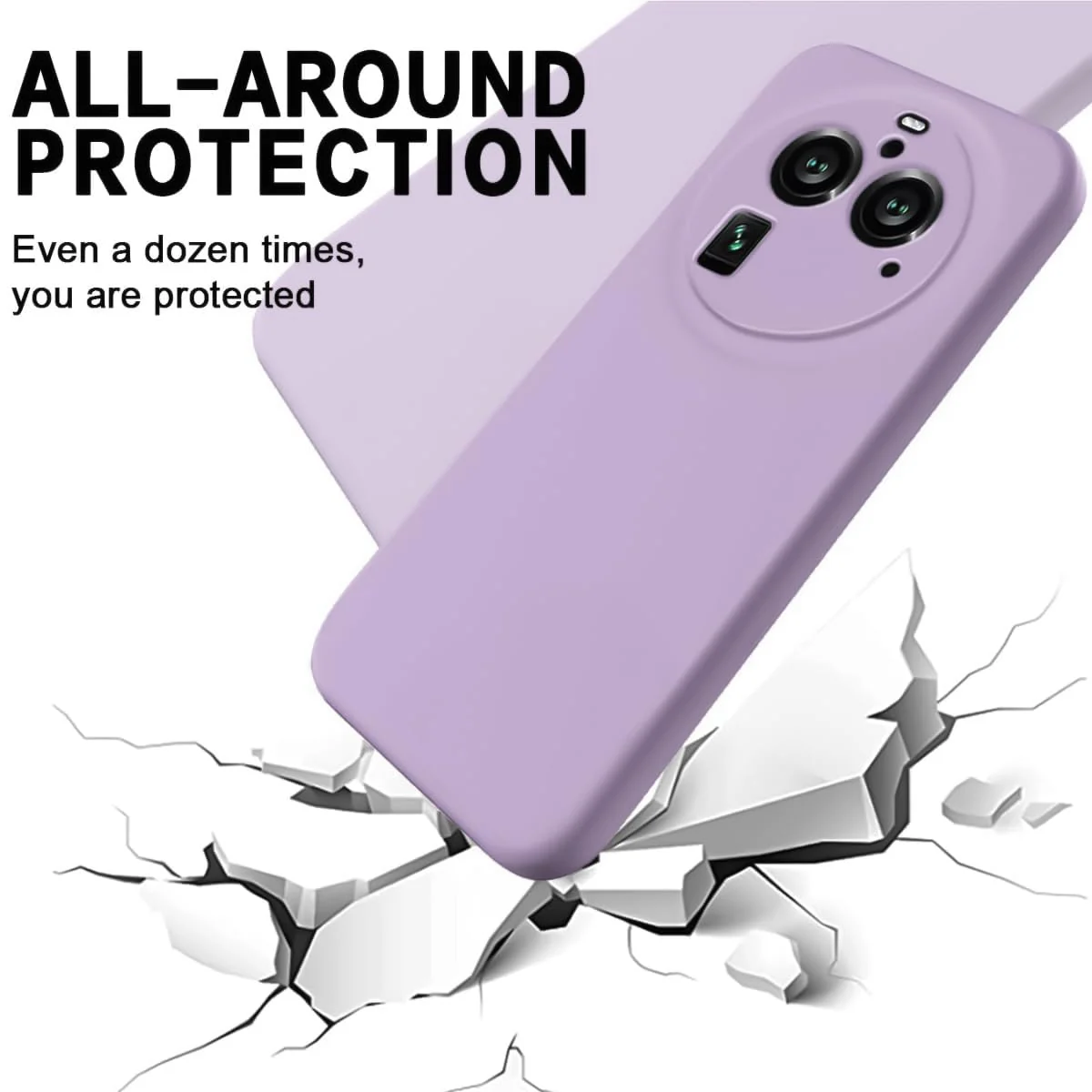 DL3 Mobilak Liquid Silicone Protective Case with Soft Microfiber Lining with Full Camera Protection for OPPO Find X6 Pro - Lavender