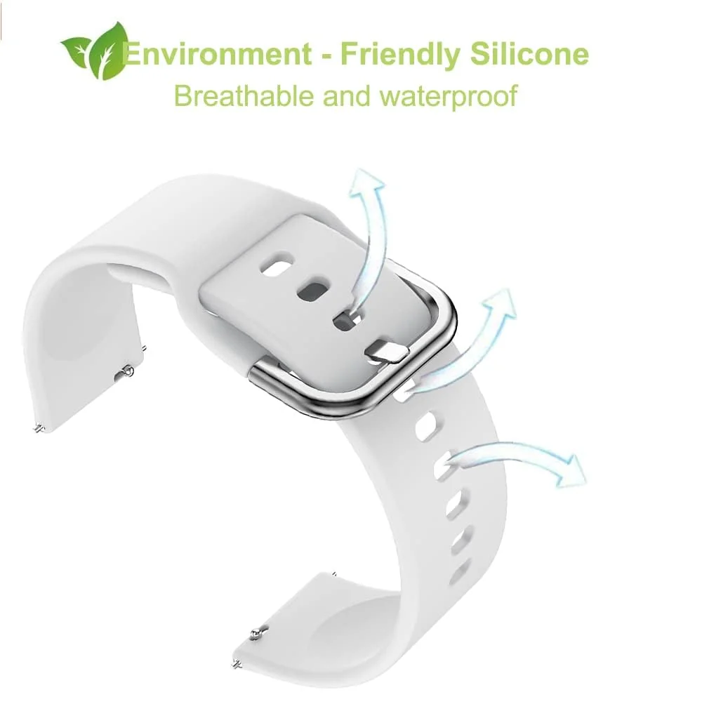 DL3 Mobilak Strap Silicone Buckle 20MM For Samsung Galaxy Watch 7/6/5/4 40mm 44mm/Watch 5 Pro/S2 classic/active 2 40mm 44mm/Amazfi GTS 2/2e/3/3 Pro/GTS 4/GTS 2 Mini/3 Mini/4 Mini/Bip 3/Bip 3 Pro Band - White
