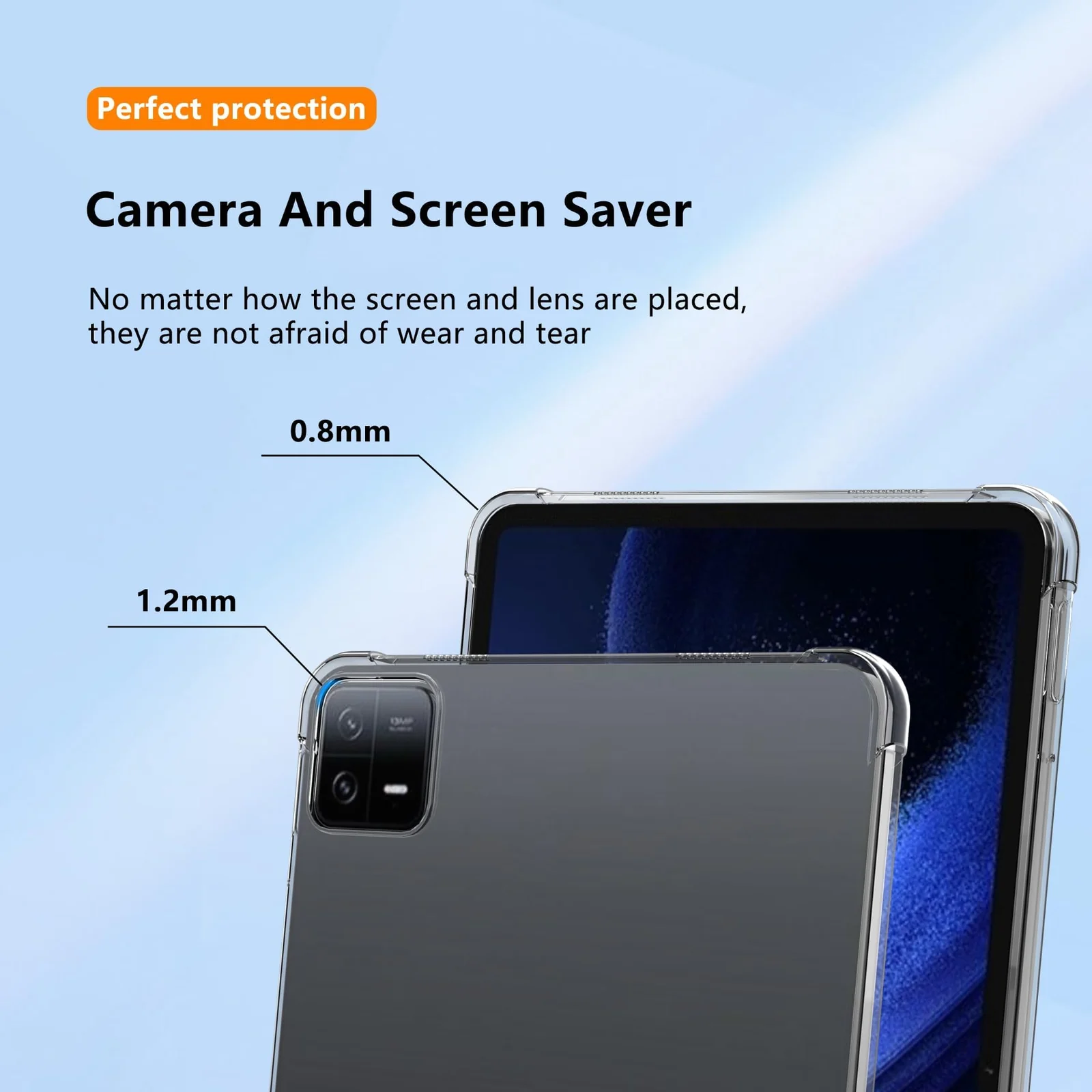 DL3 Mobilak Case Compatible with Xiaomi Pad 6/Xiaomi Pad 6 Pro 11 inch Tablet 2023, Ultra Thin Silicone Air-Corners Shockproof Back Shell HD TPU Protective Cover - Clear