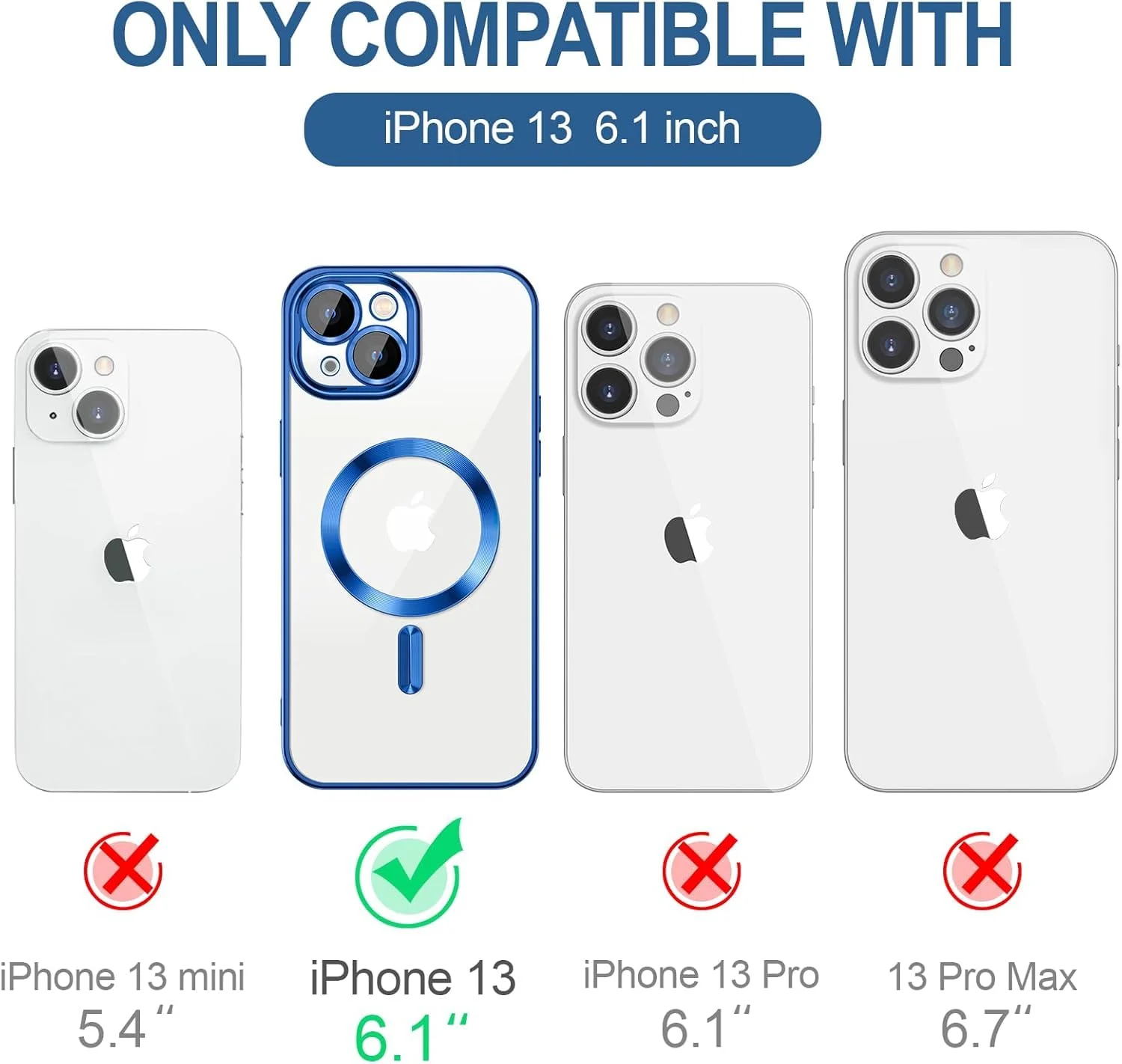 DL3 Mobilak Plated-Edge Protective Case for iPhone 13 (6.1 Inch) Compatible with, Compatible with MagSafe accessories, Supports wireless charging, Camera protection - Blue