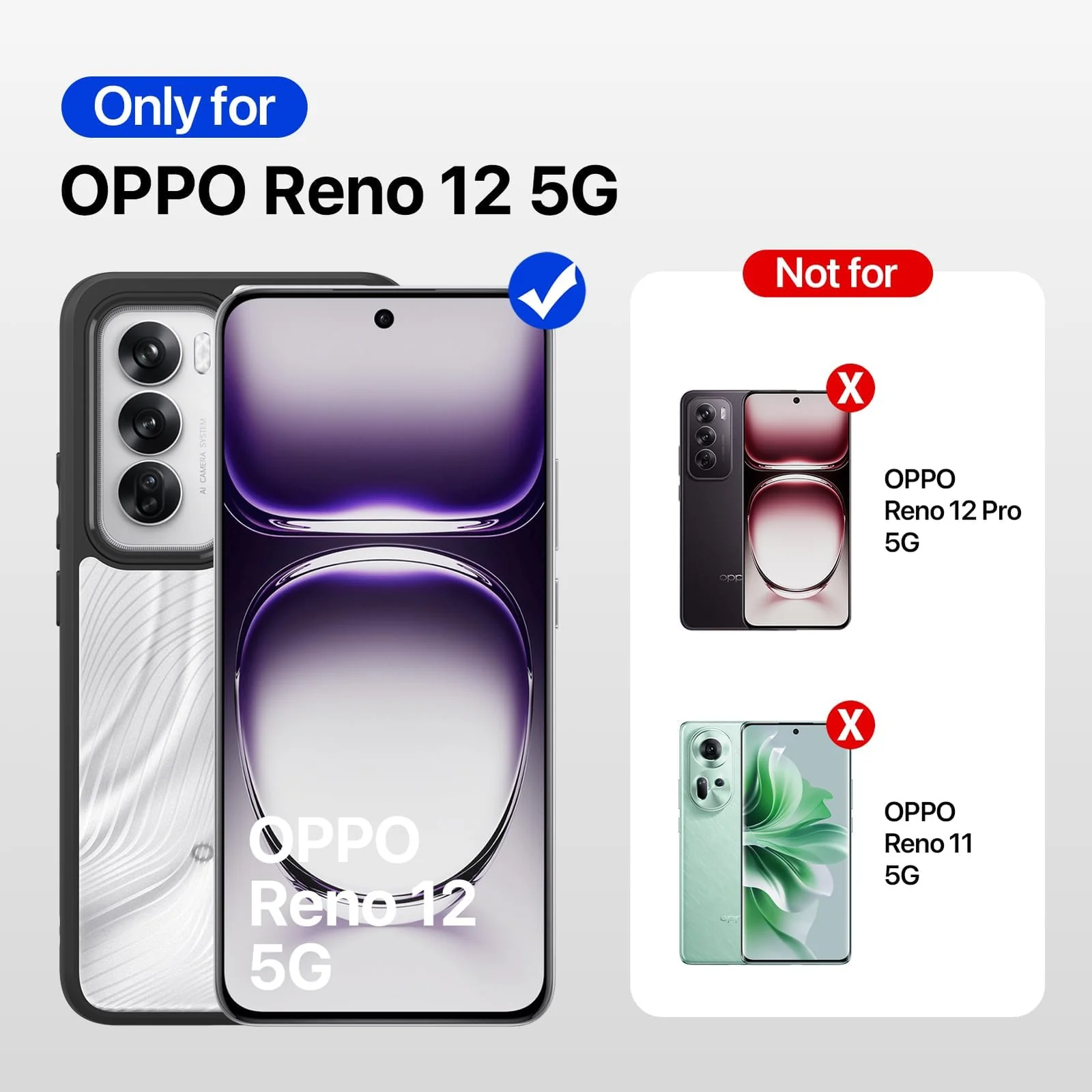 DL3 Mobilak Compatible with OPPO Reno 12 5G Case Waterproof, Full-Body Heavy Duty Shockproof Phone Case, Translucent Matte Cover, Built-in Camera Lens Protective - Black