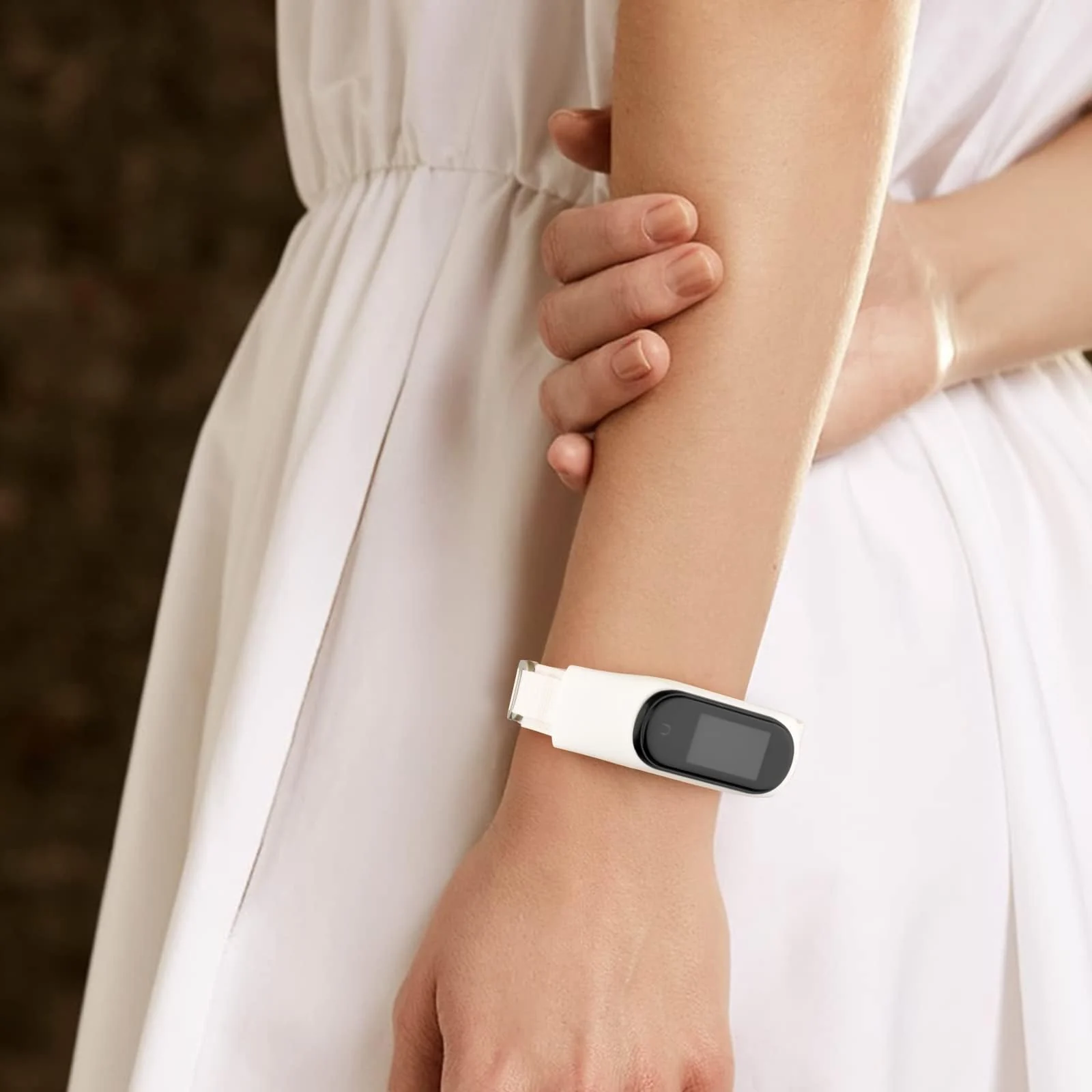 DL3 MOBILAK Alpine Loop Band for Xiaomi Mi Band 7/Mi Band 6/Mi Band 5/Mi Band 4/Mi Band 3,Women Men Nylon Sport Solo Loop Rugged Wristband with G‑Hook - Starlight