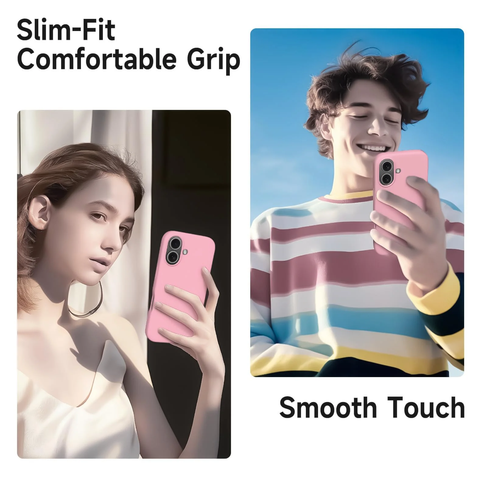 DL3 Mobilak Liquid Silicone Case for iPhone 16 + Plus 6.7-Inch, Supports wireless charging, Shock-absorbing protection, Scratch-resistant surface - Pink