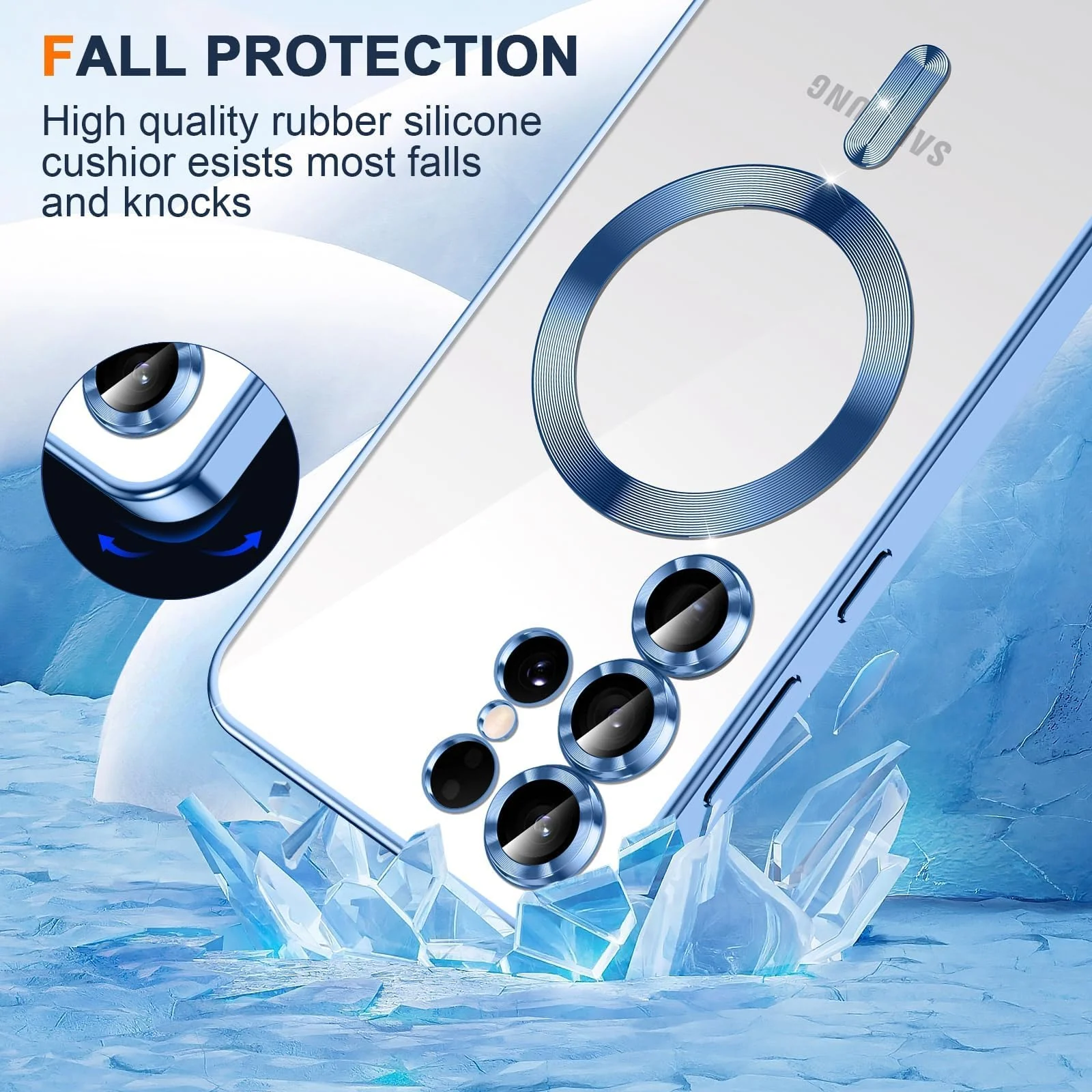 DL3 Mobilak Clear MagSafe-Compatible Magnetic Case for Samsung Galaxy S25 Ultra with Camera Protection and Magnetic Car-Mount Support - Sierra Blue