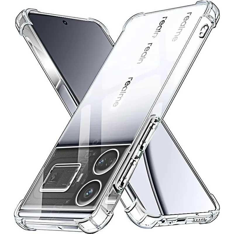 DL3 Mobilak Case Compatible with realme GT5 5G, Cover Silicone Transparen t TPU Gorilla Anti-shock Protector Camera Shockproof Corners - Clear