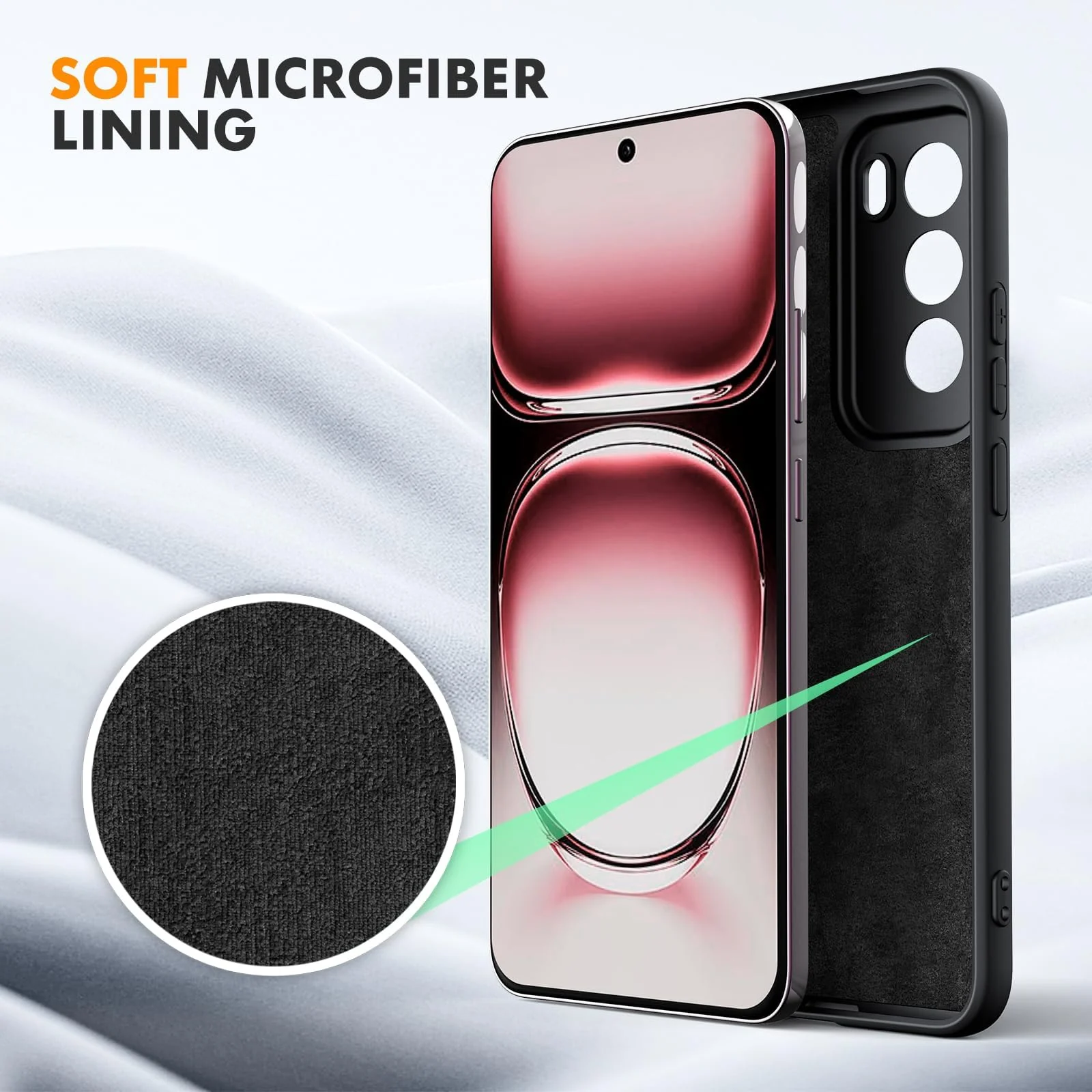 DL3 Mobilak Liquid Silicone Protective Case for OPPO Reno 12 5G with Camera Protection and Microfiber Lining - Black