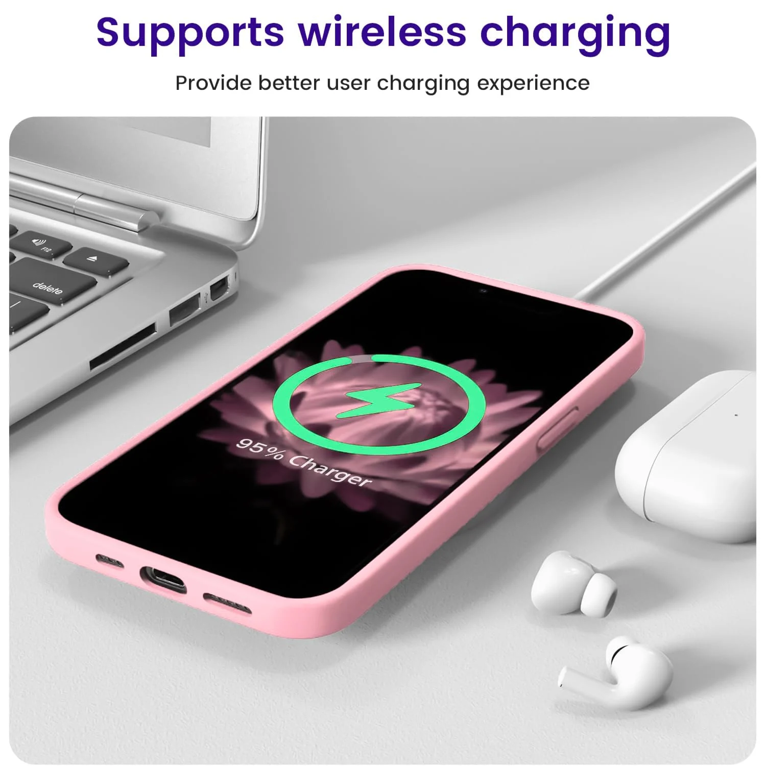 DL3 Mobilak Compatible with iPhone 13 / iPhone 14 (6.1 Inch) Case, Liquid Silicone Case, Full Body Protective Cover, Shockproof, Slim Phone Case, Anti-Scratch Soft Microfiber Lining - A. Pink