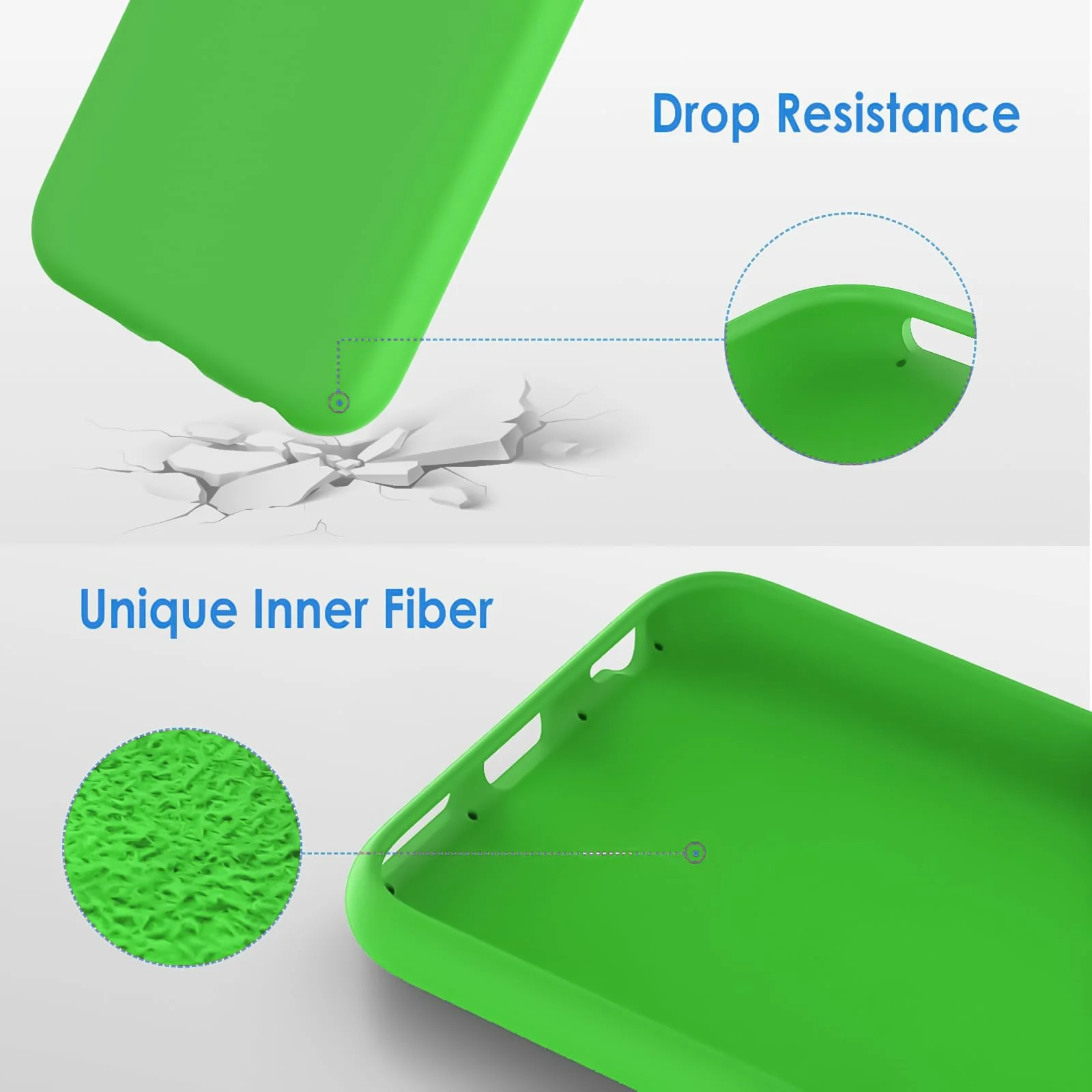 DL3 Mobilak Compatible with iPhone 6 / 6S Case, Liquid Silicone Case, Full Body Protective Cover, Shockproof, Slim Phone Case, Anti-Scratch Soft Microfiber Lining - Neon Green