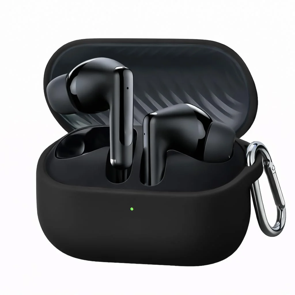 DL3 Mobilak Compatible with Oraimo SpaceBuds Neo+ OTW‐323P True Case Cover, Soft Silicone Shockproof Protective Case Wireless Earbuds with Carabiner, Front LED Visible