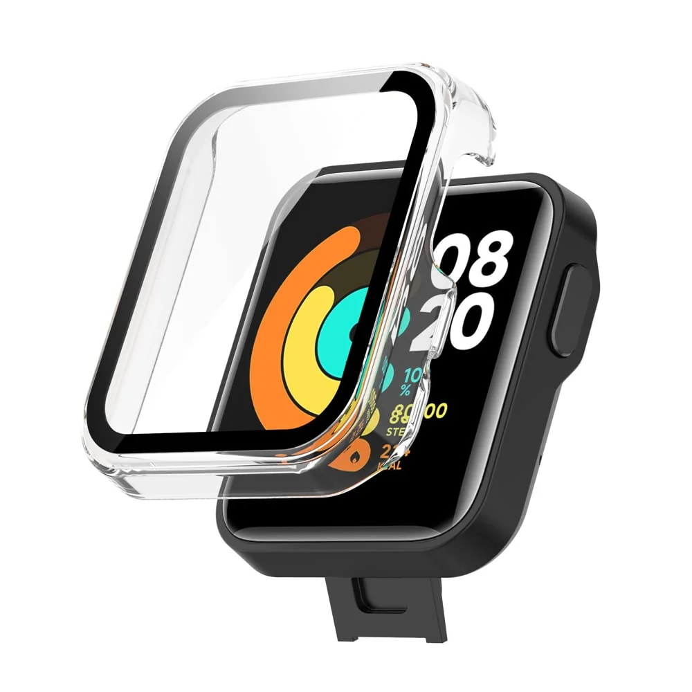 DL3 Mobilak Protective Case Compatible with Xiaomi Mi Watch Lite, 9H Hardness PC Cover Bumper Full Slim Protective Case with Tempered Glass For Redmi Watch Lite