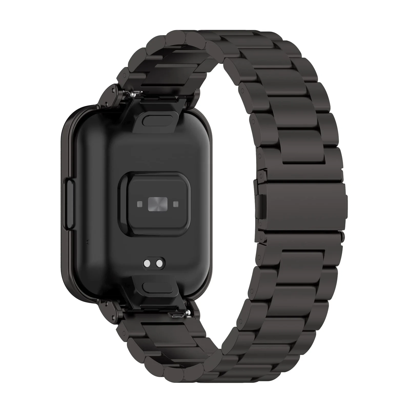 DL3 MOBILAK Adjustable Stainless-Steel Watch Strap with Case for Xiaomi Redmi Watch 2 Lite and Poco Watch and Horloge 2 - Black