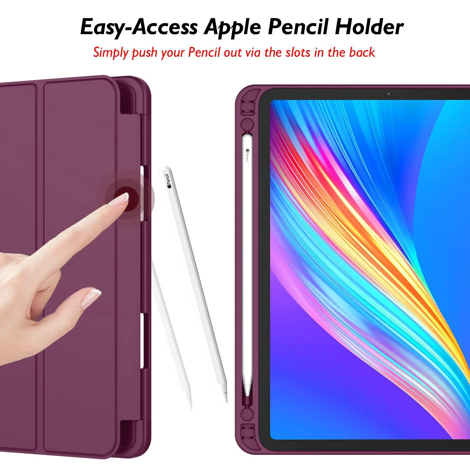 DL3 Mobilak iPad Pro 11 Inch Case 2022(4th Gen)/2021(3rd Gen)/2020(2nd Gen) with Pencil Holder, Smart Case [Support Touch ID and Auto Wake/Sleep] with Auto 2nd Gen Pencil Charging - Wine Red